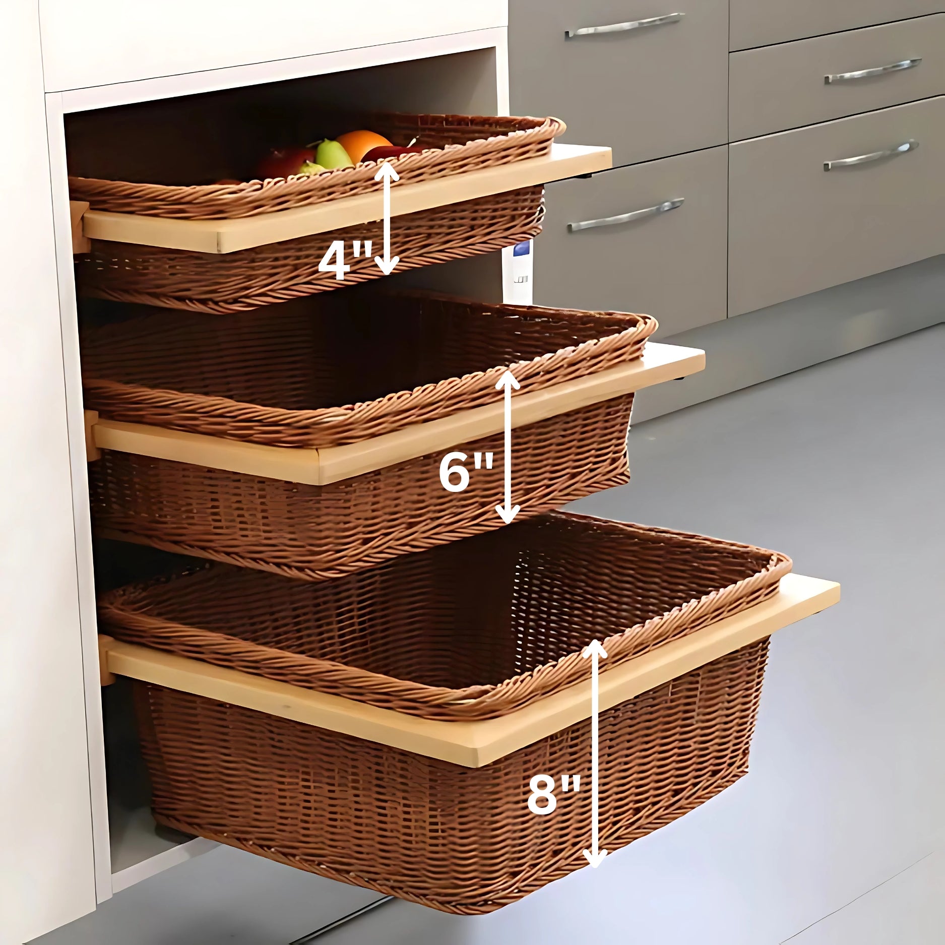 Ebco PVC Wicker Baskets with Wooden Frame & Slide PWB