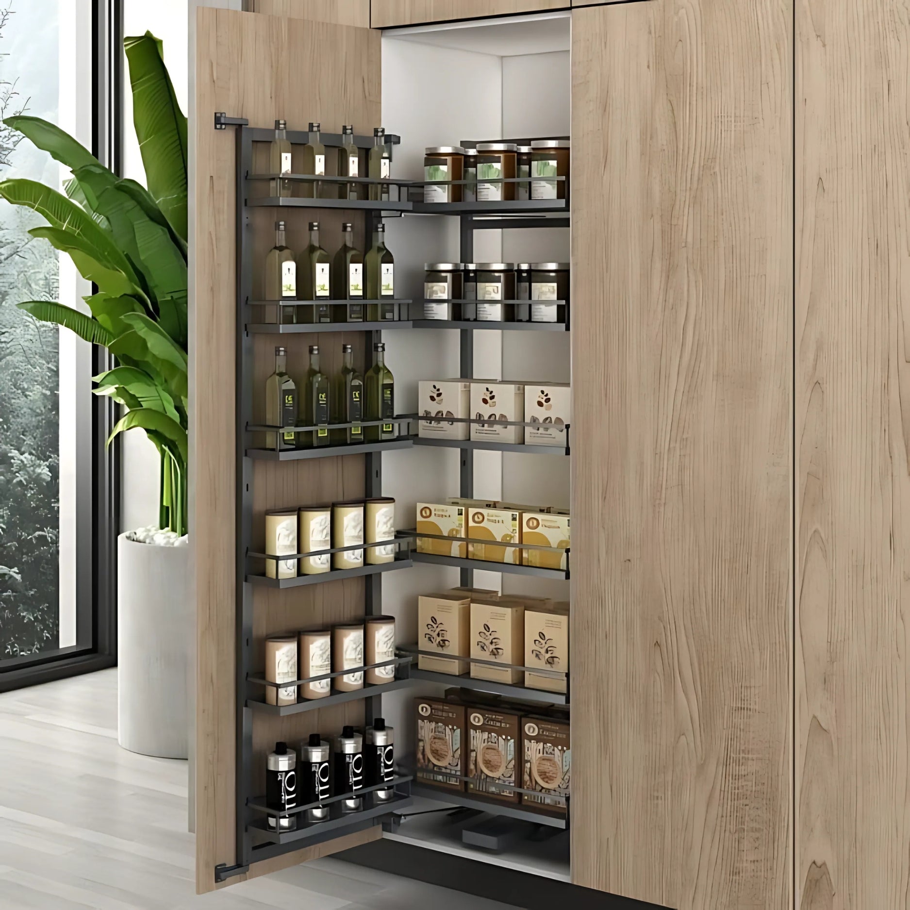Ebco Kitchen Pantry Unit - Soft Close (Complete System Mechanism & Flat Base 6+6 Baskets) KPUSC1