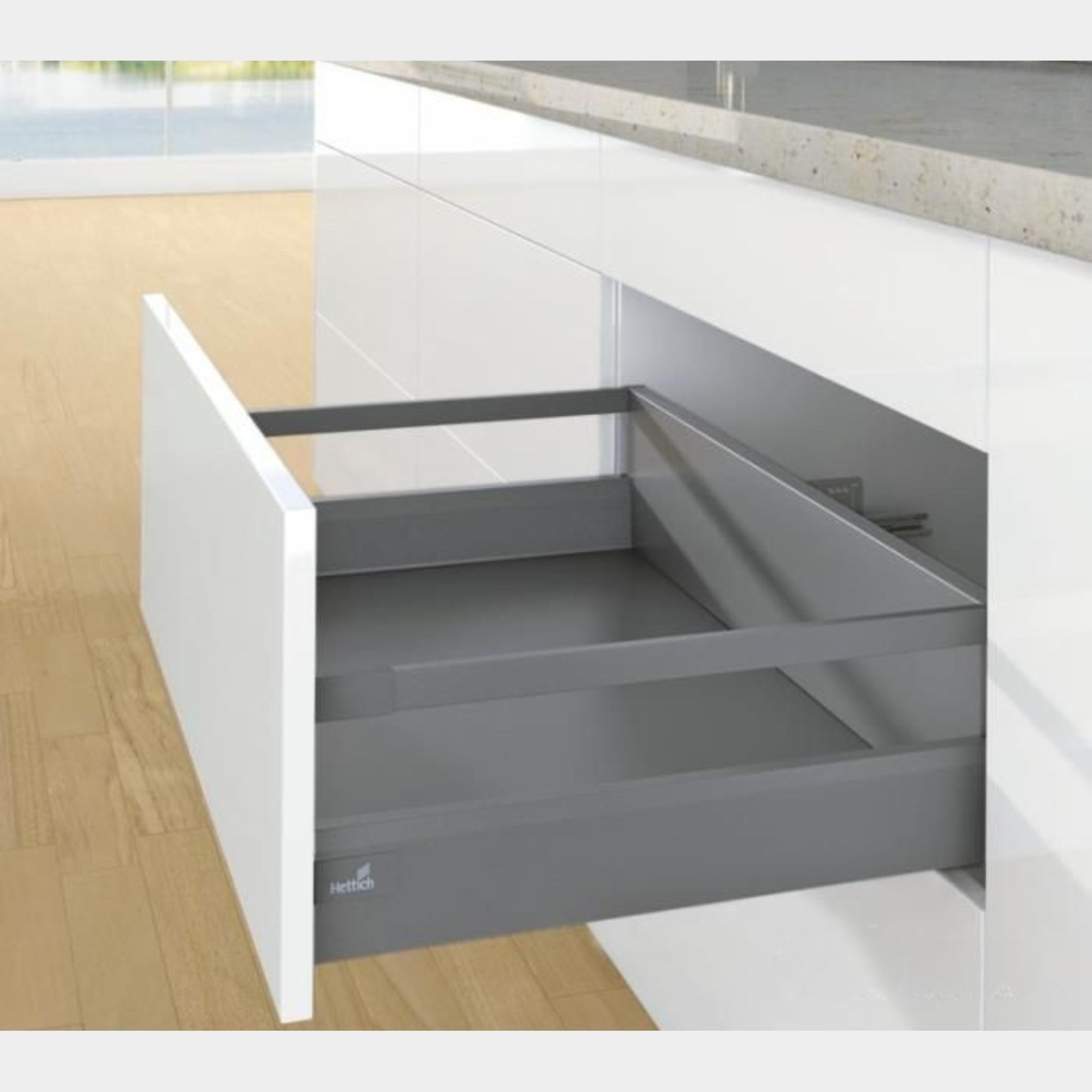 Hettich ArciTech Tandem Drawer System Anthracite Pot & Pan with Railing