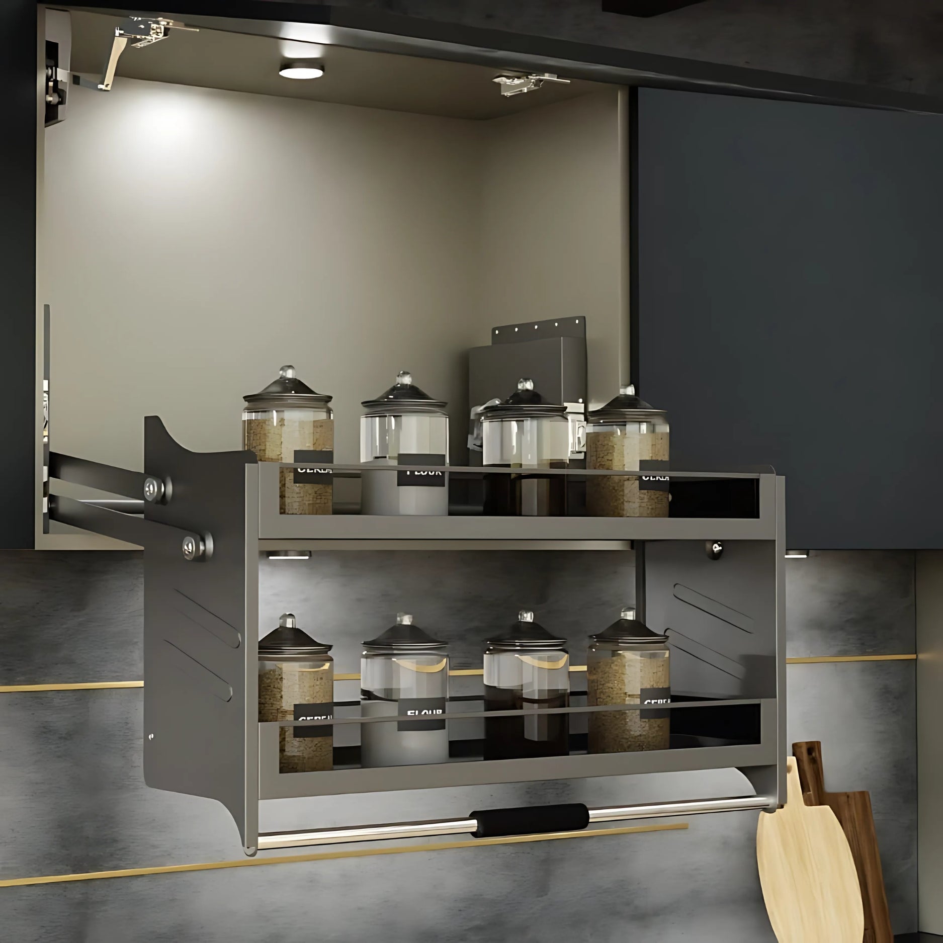 Ebco Kitchen Pulldown System - Glass KPDSG