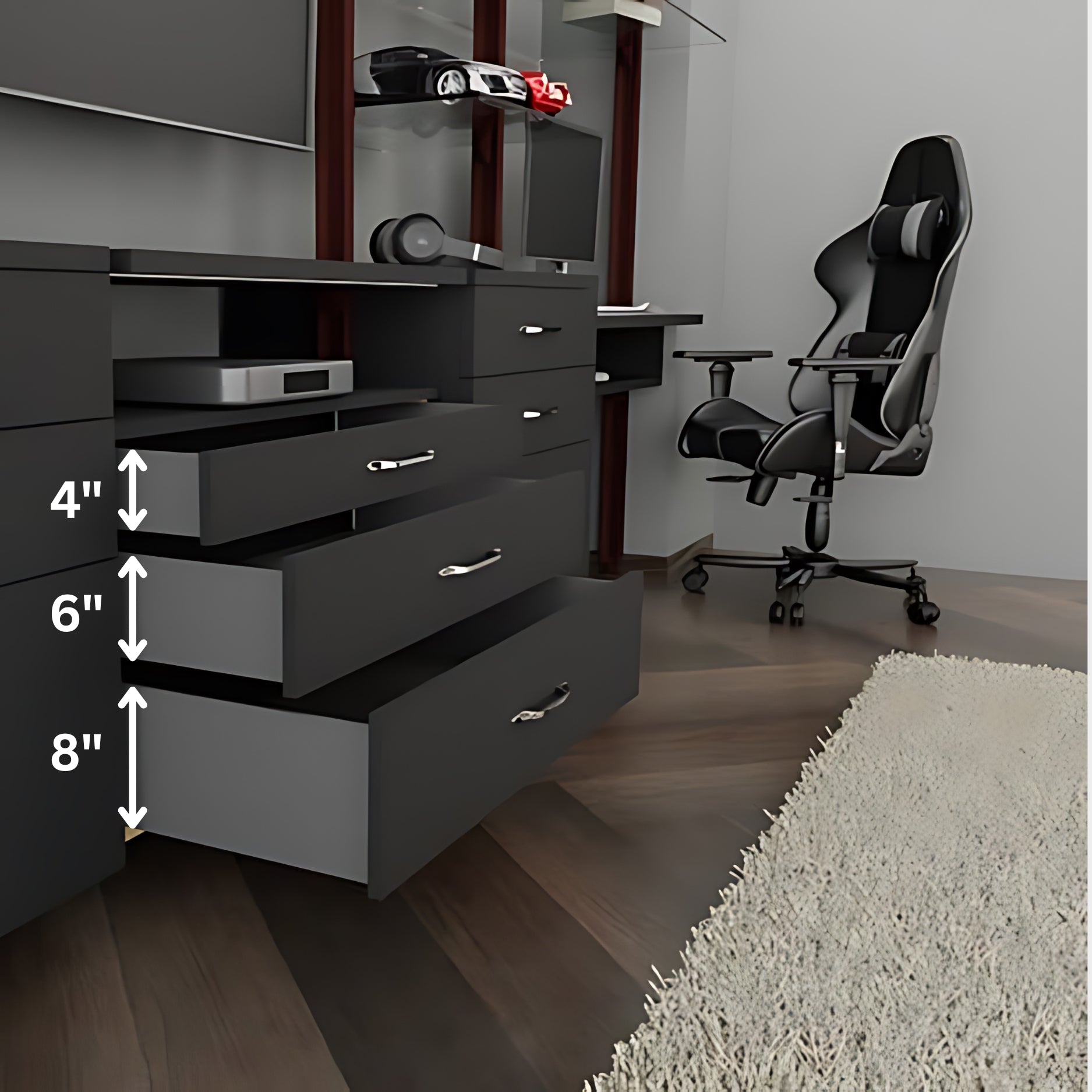 Ebco Tandem Box Pro-Motion Drawer System - Slim S3 Series Anthracite PMDS