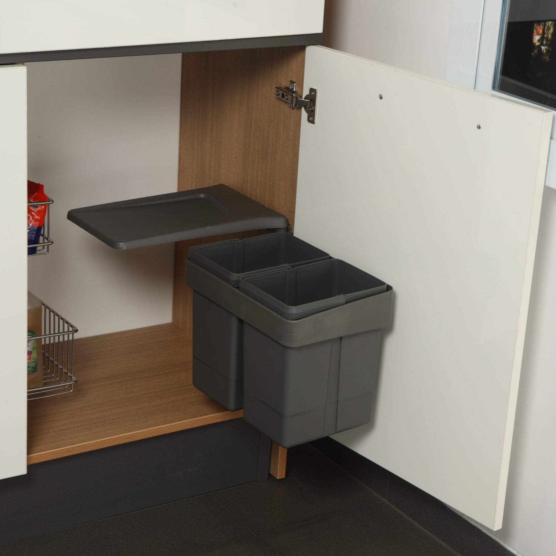 Ebco Swing Out Waste Bin Double Rectangular Grey 15 Liters (SOWBR-15D)