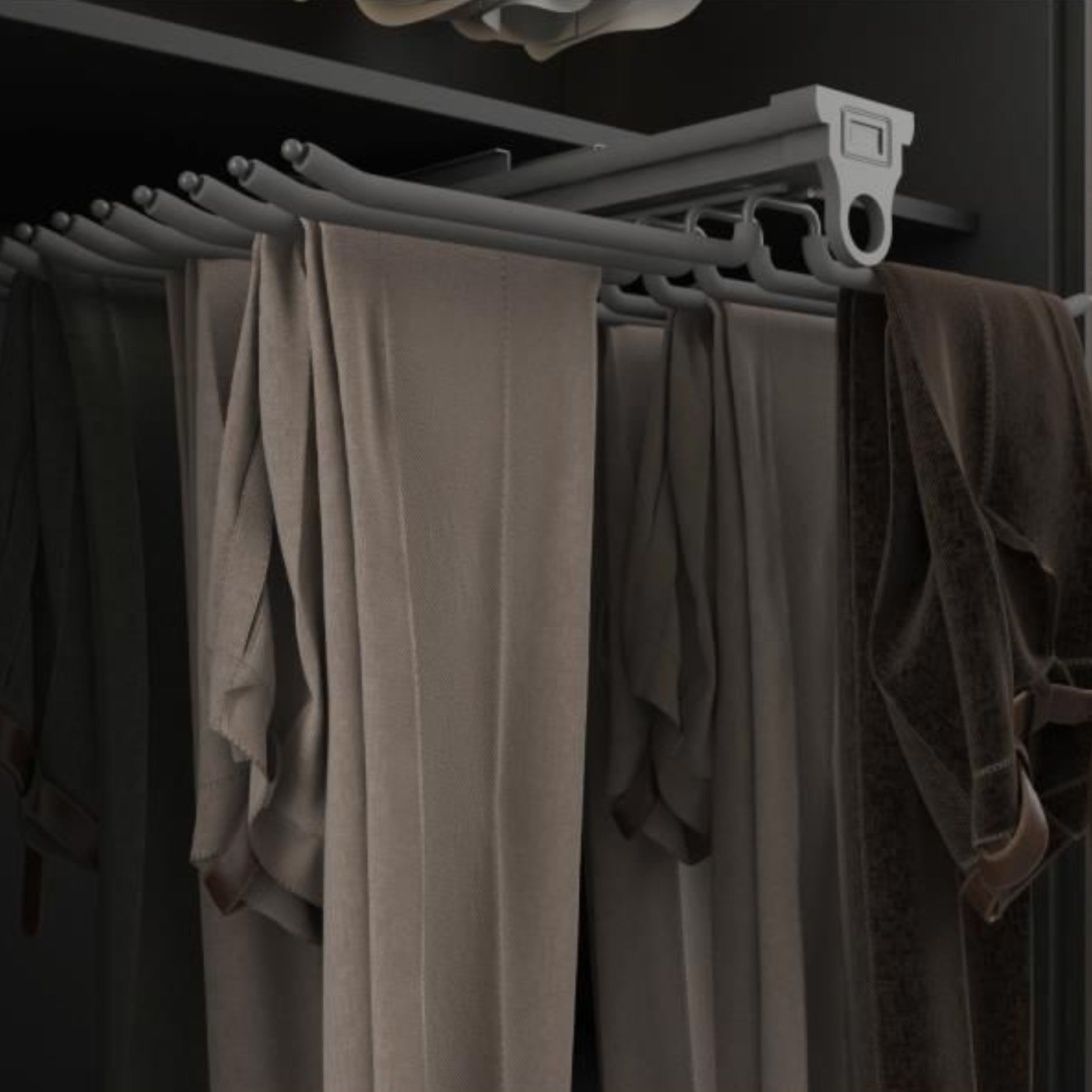 Hettich Top Mounted Pants Rack with Two Row (W)630 x (D)455 x (H)115mm