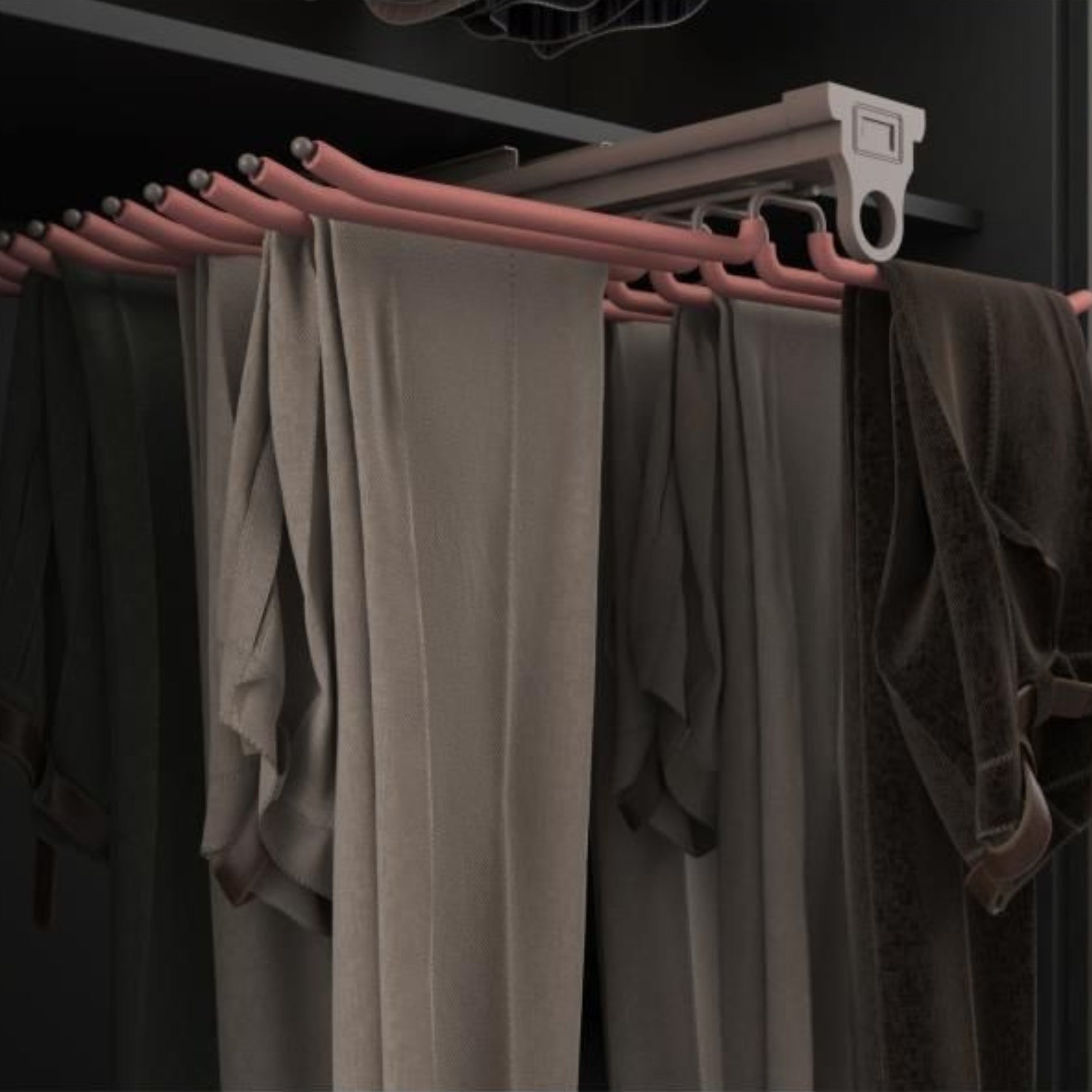 Hettich Top Mounted Pants Rack with Two Row (W)630 x (D)455 x (H)115mm