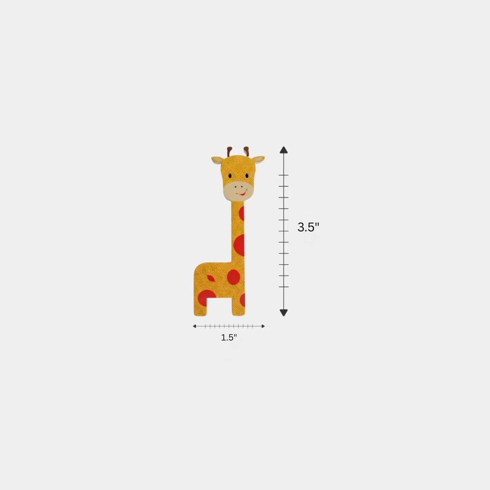 Acrylic giraffe-shaped cabinet handle for kids' rooms, measuring 3.5 inches in height and 1.5 inches in width