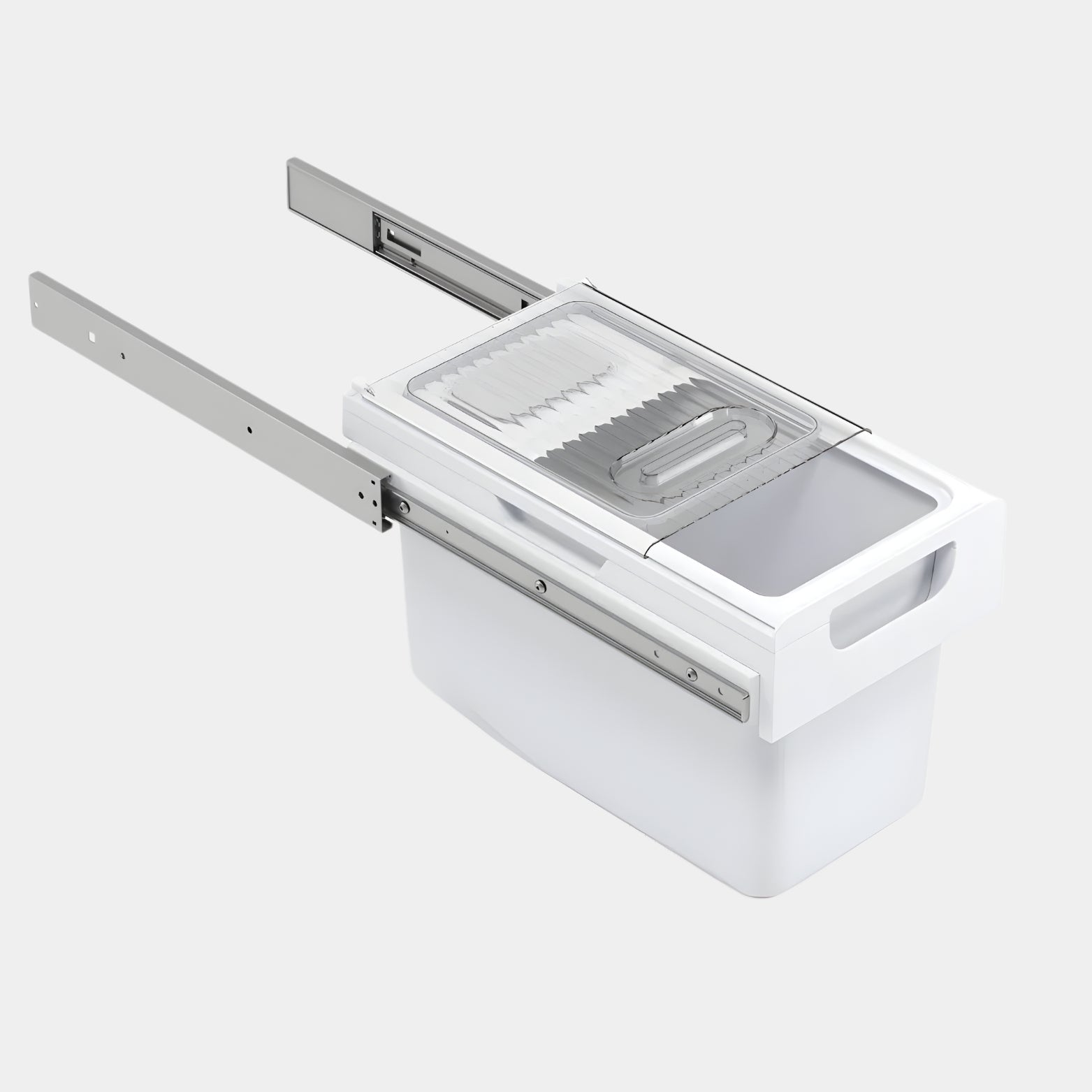 Airtight grain drawer with a sliding transparent top cover for visibility