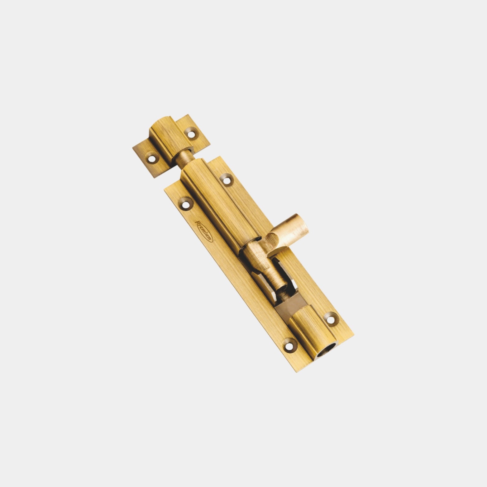 Premium antique brass finish heavy-duty door tower bolt with cylindrical knob handle