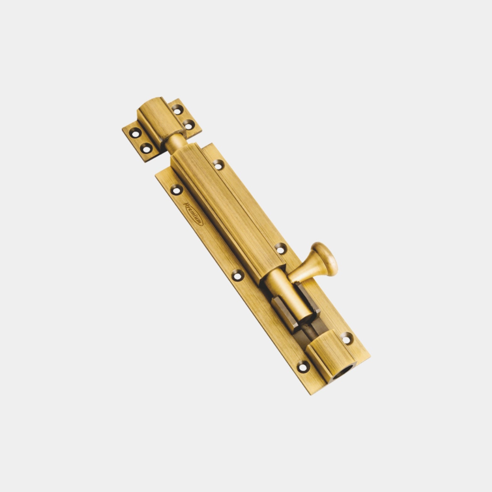 Premium antique gold brass finish door tower bolt with hourglass-style knob