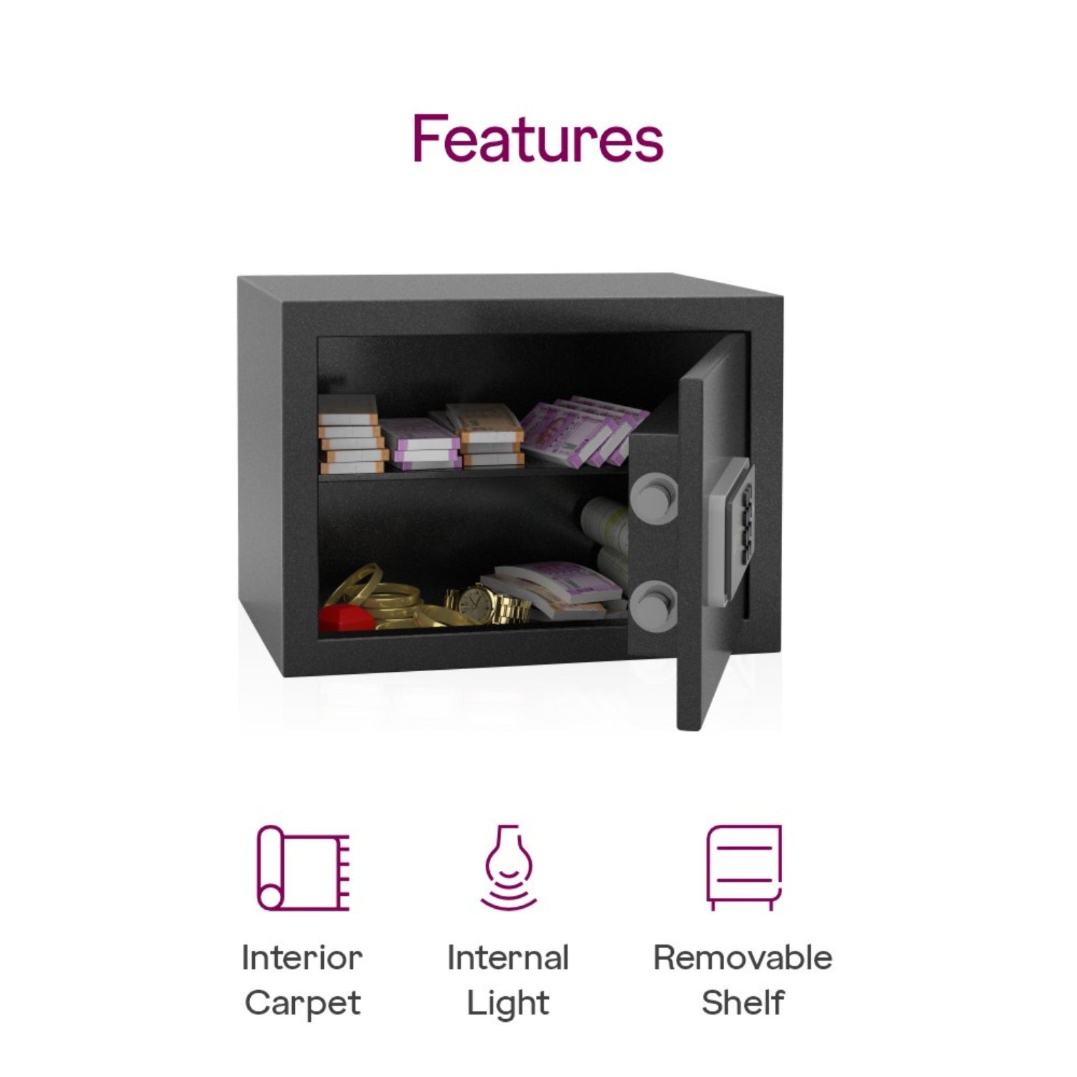 Godrej 15L digital keypad with auto-freeze security after 4 wrong attempts