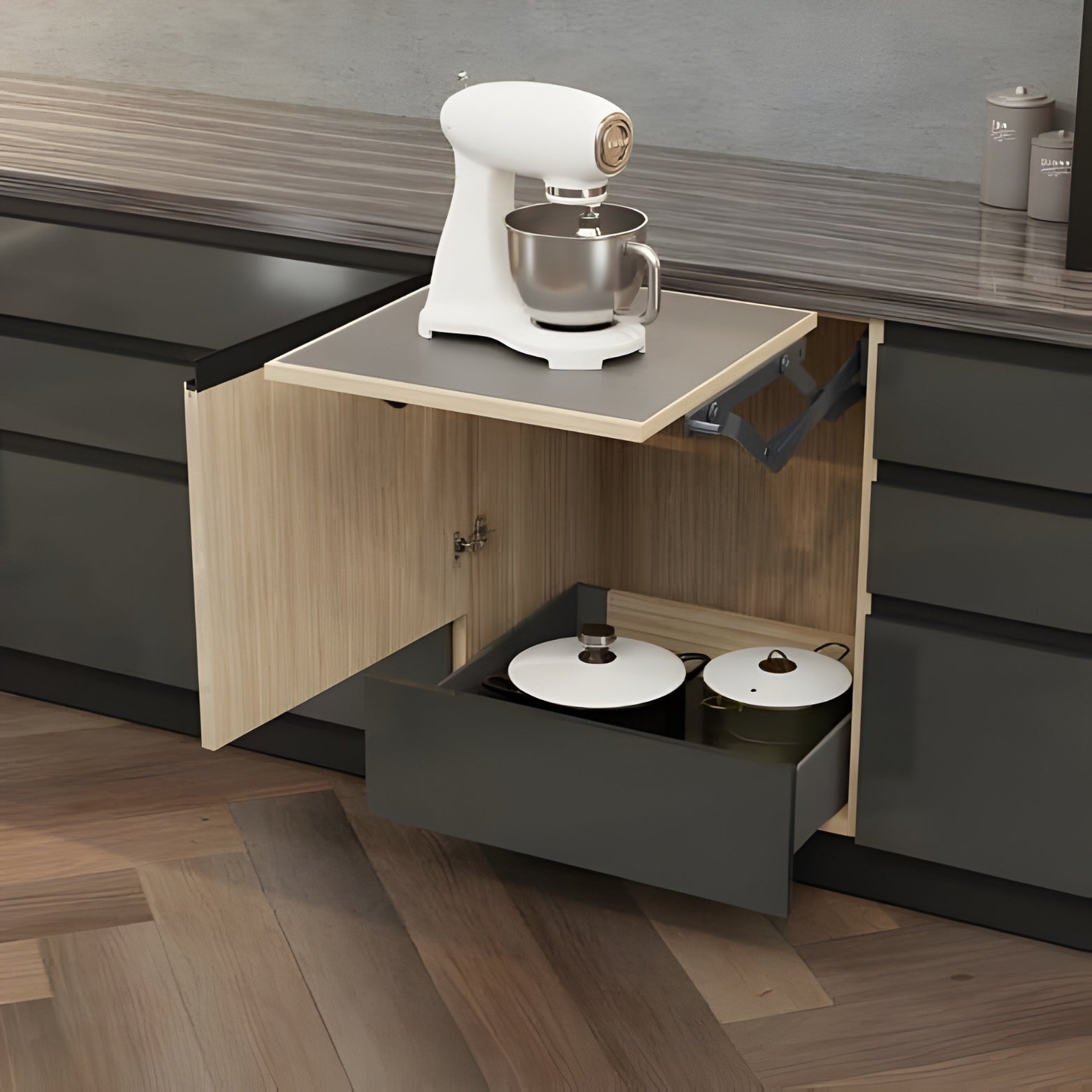 Custom kitchen appliance lift mechanism for mixers - Hardware Depot