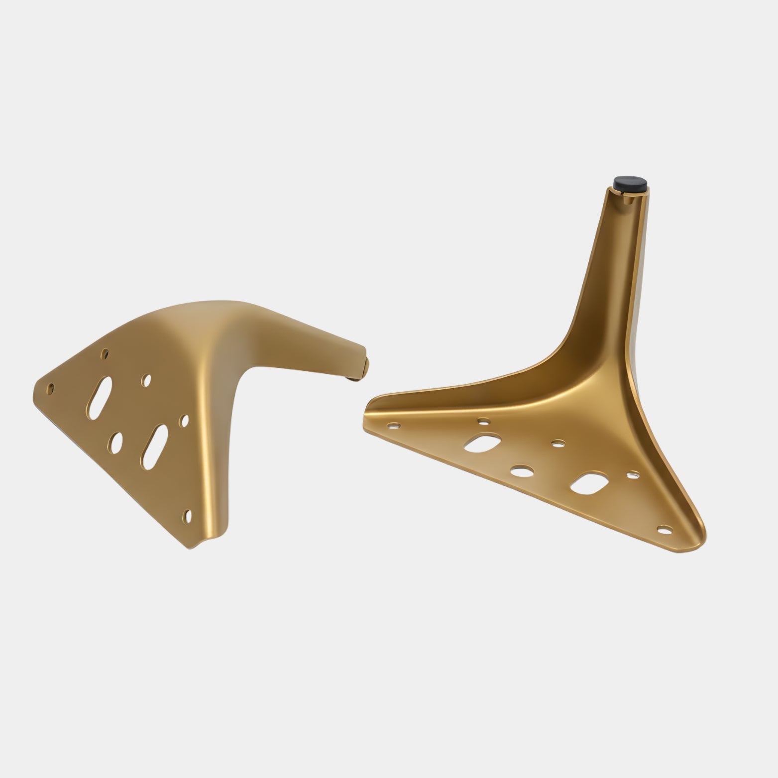 Close-up of Ebco 4A Triangular Sofa Leg showing the sleek geometric design and heavy-duty build