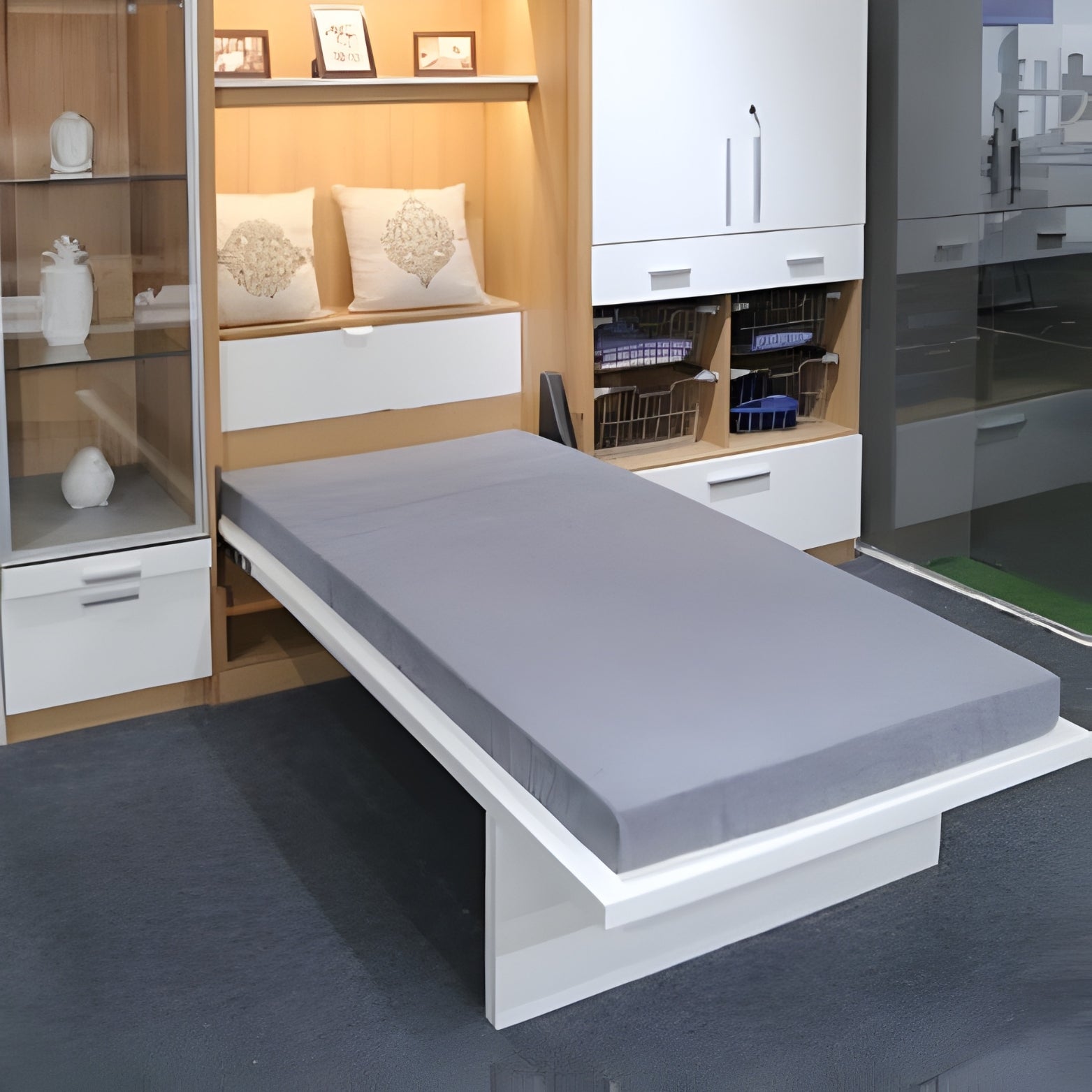 Ebco vertical wall bed mechanism in premium AT finish with gas lift