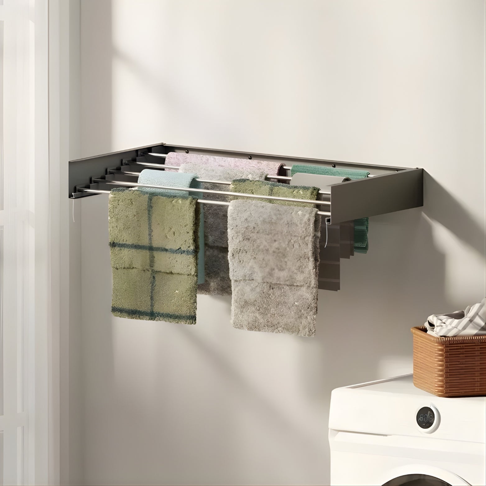Ebco Wall Mounted Drying Rack in Folded Position
