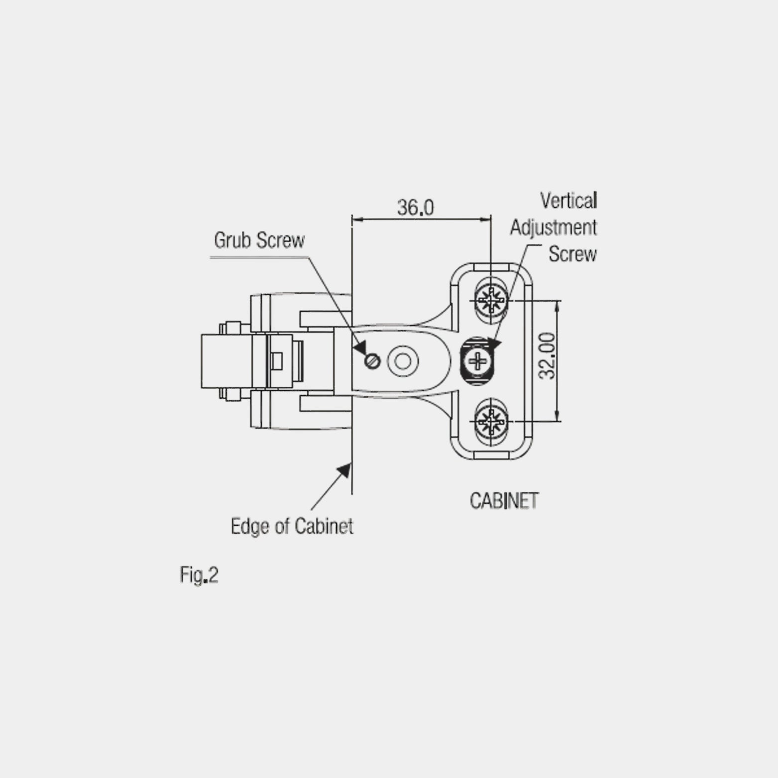 Ebco H270 click-on hinge mechanism for easy shutter installation