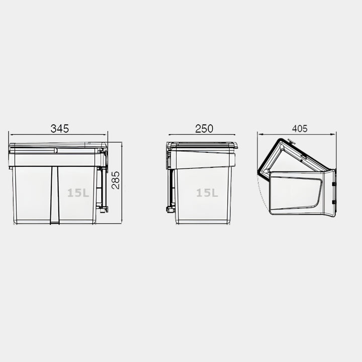 Ebco Double Swing Out Waste Bin | 15L Rectangular | Hardware Depot