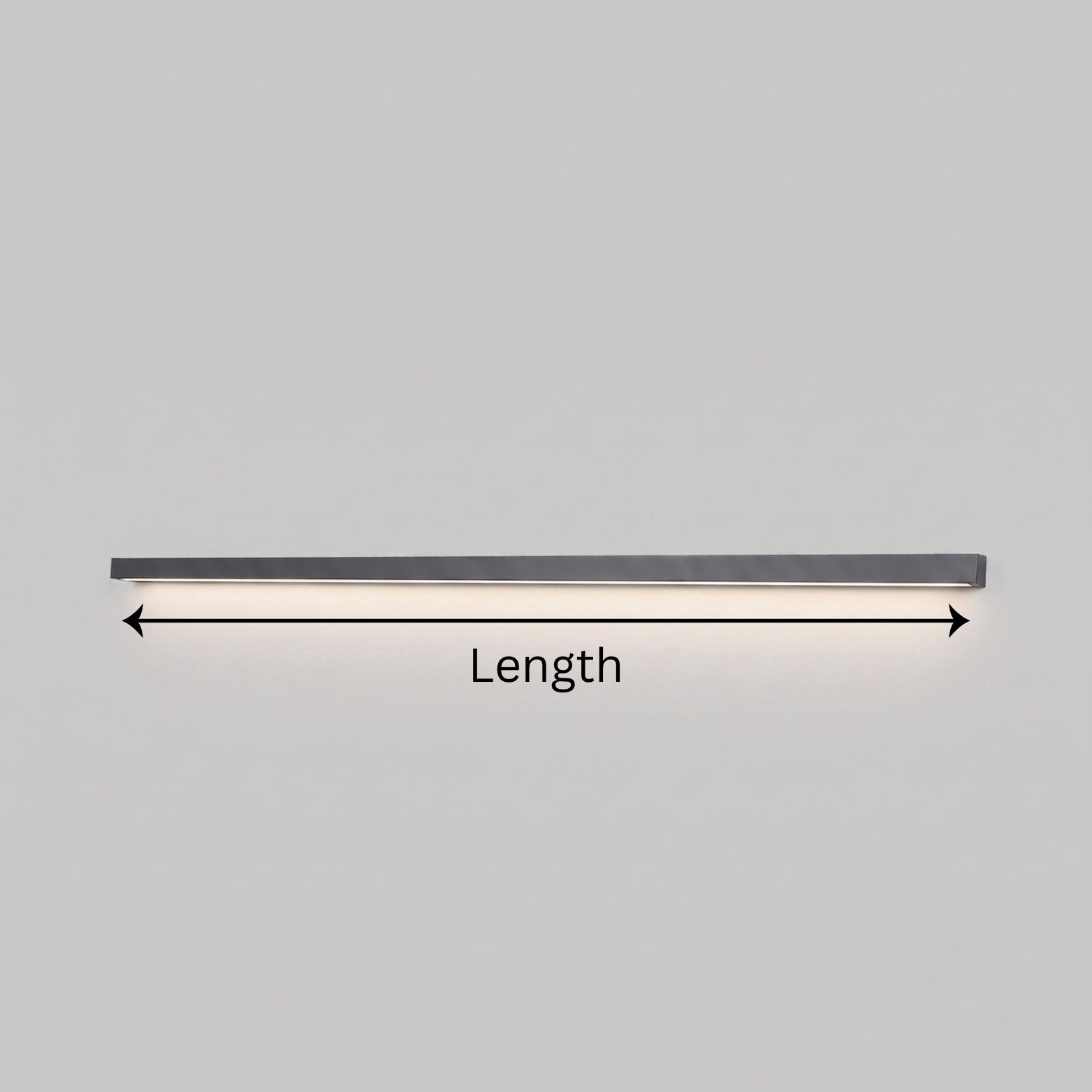 Ebco 1200mm Midway Aluminium Track with integrated LED light channel showing length dimension
