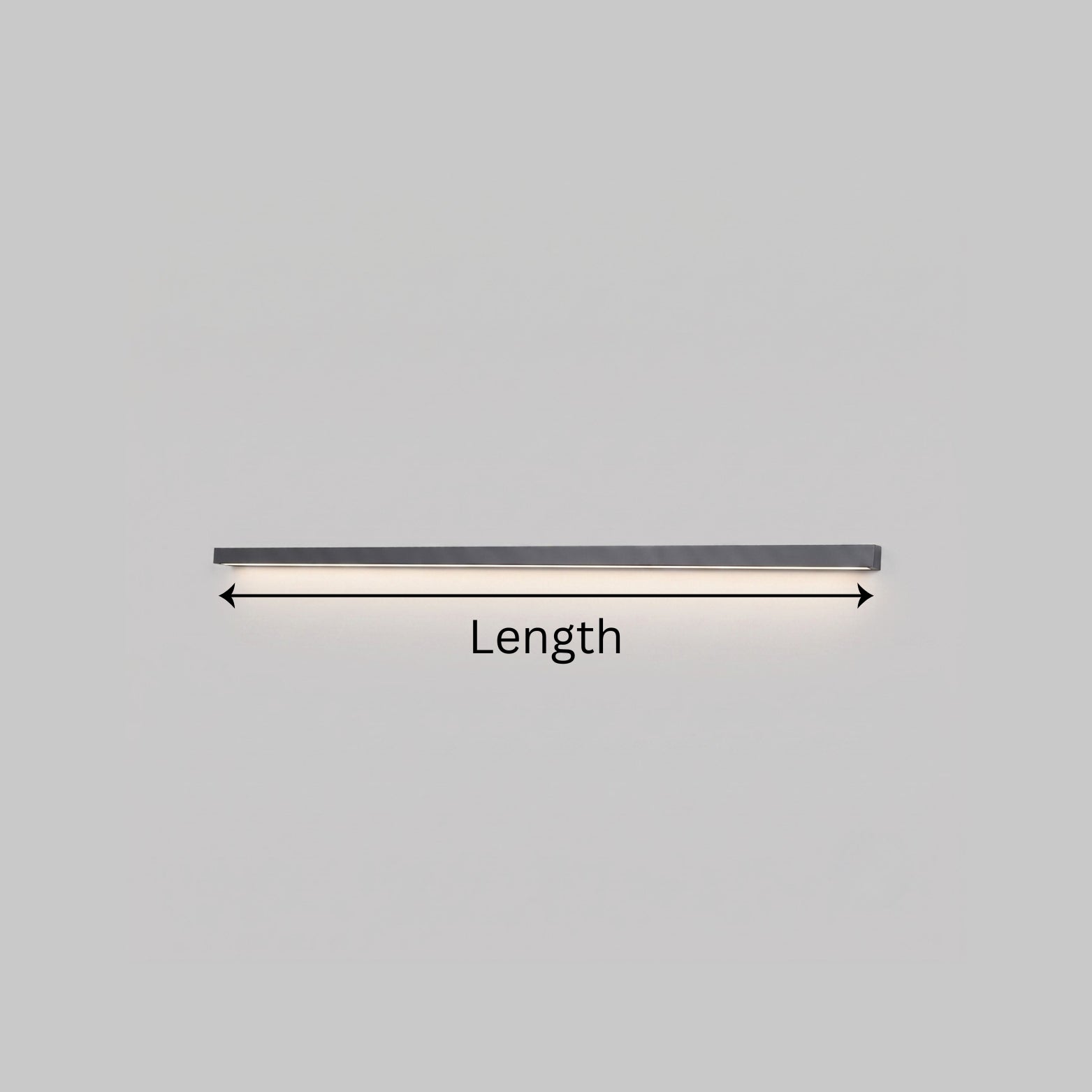Ebco Midway Aluminium Track with illuminated LED strip channel showing length dimension