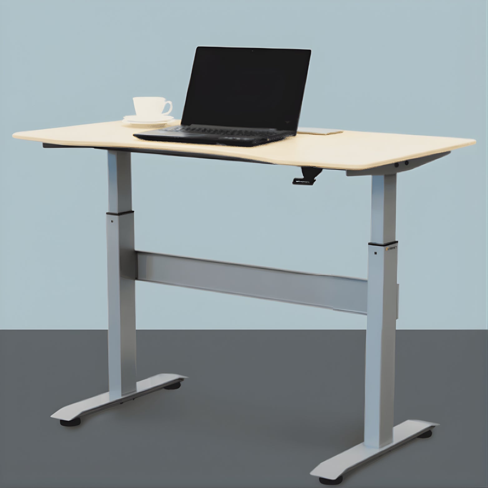 Ebco Smart Lift height adjustable table legs in anthracite finish