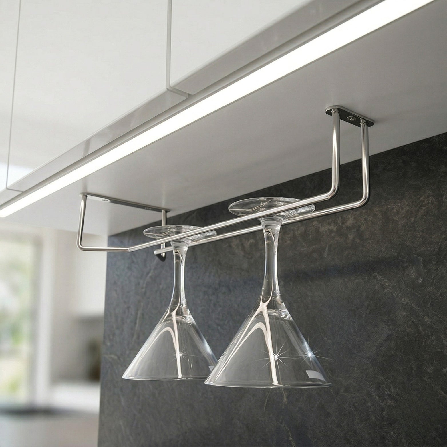 Ebco Single Row SS 304 Wine Glass Holder