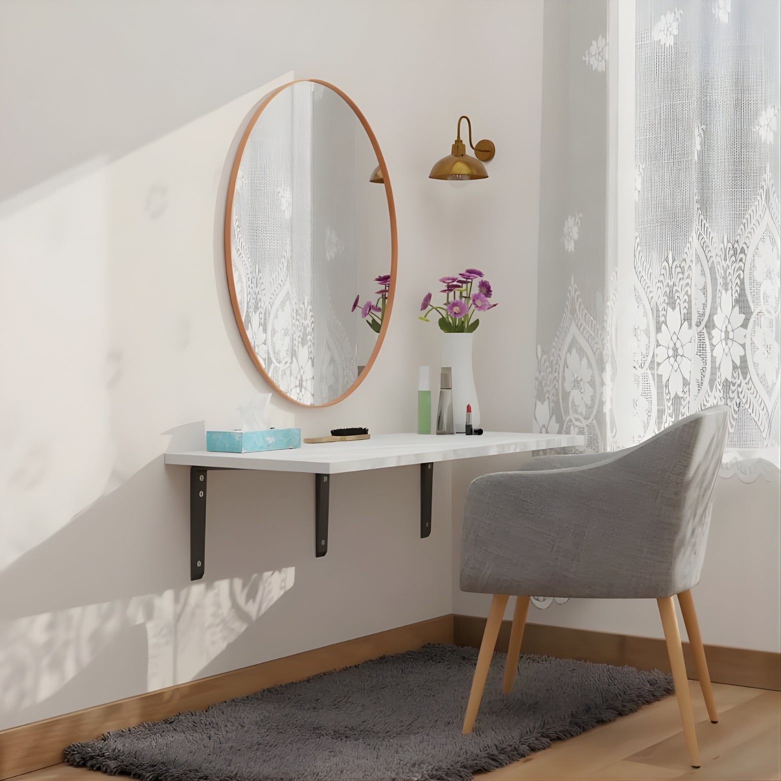 Pair of Ebco White Mat Shelf Brackets 200x150mm