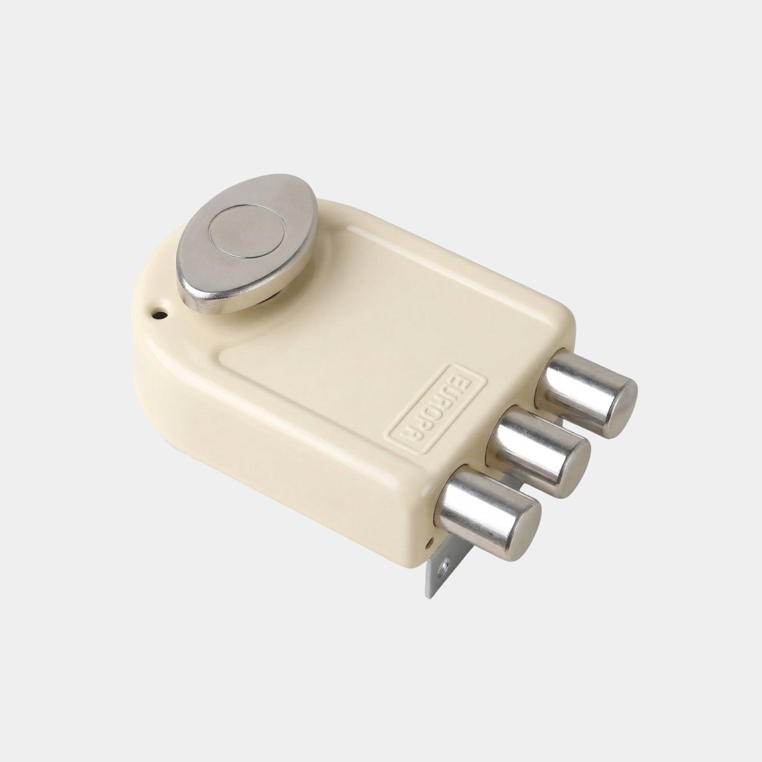 Europa 8113 Main Door Lock with 3 Deadbolts and Interior Knob in Ivory Nickel Finish
