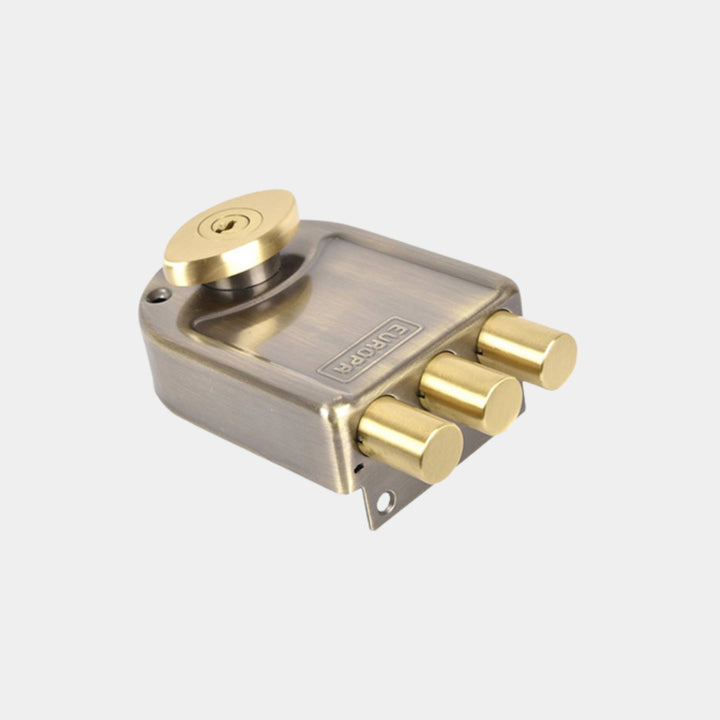 Europa Main Door Lock - 3 Deadbolts Antique Brass | Bangalore Store ...