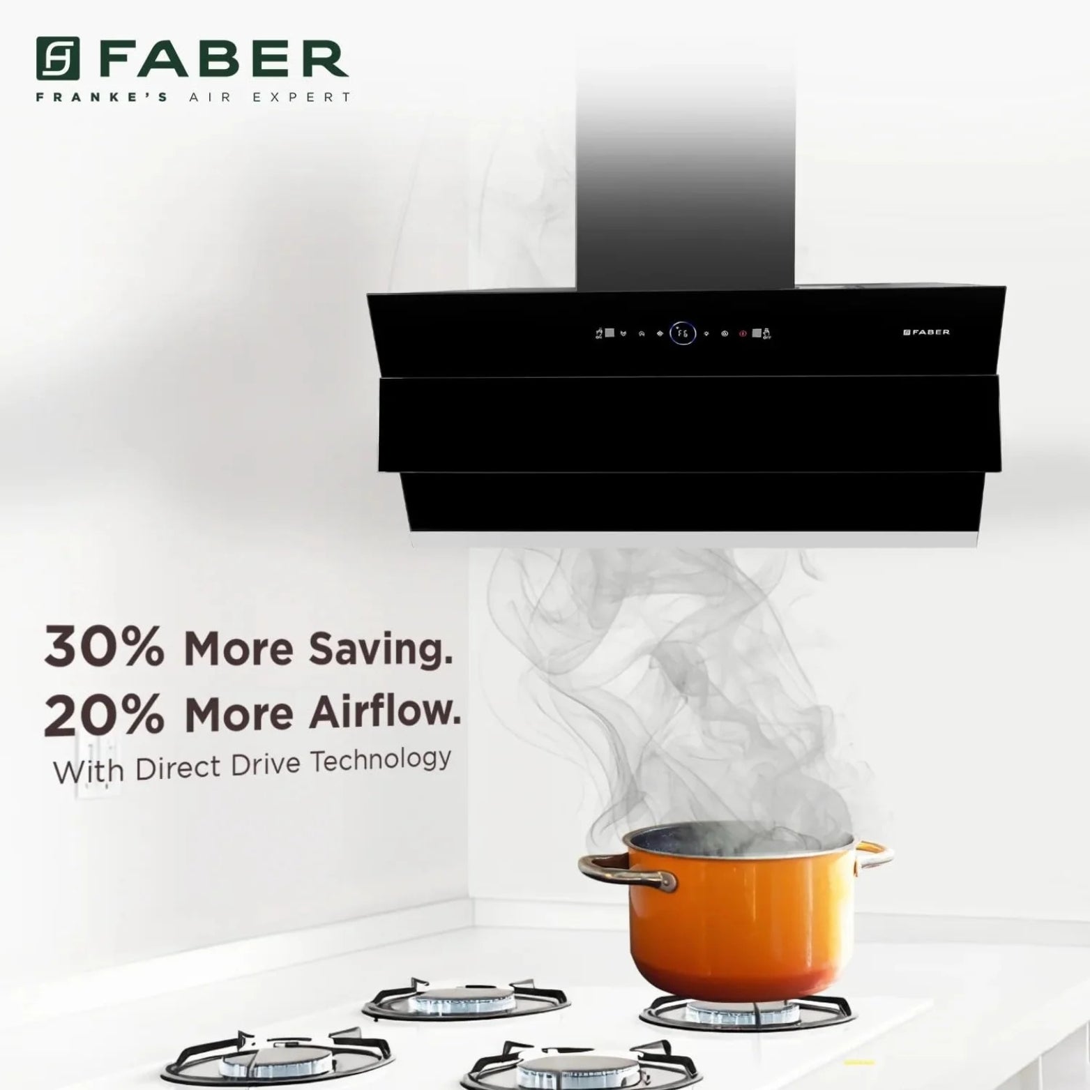 User interface of Faber Comet chimney showing touch control and motion sensor gesture sensors