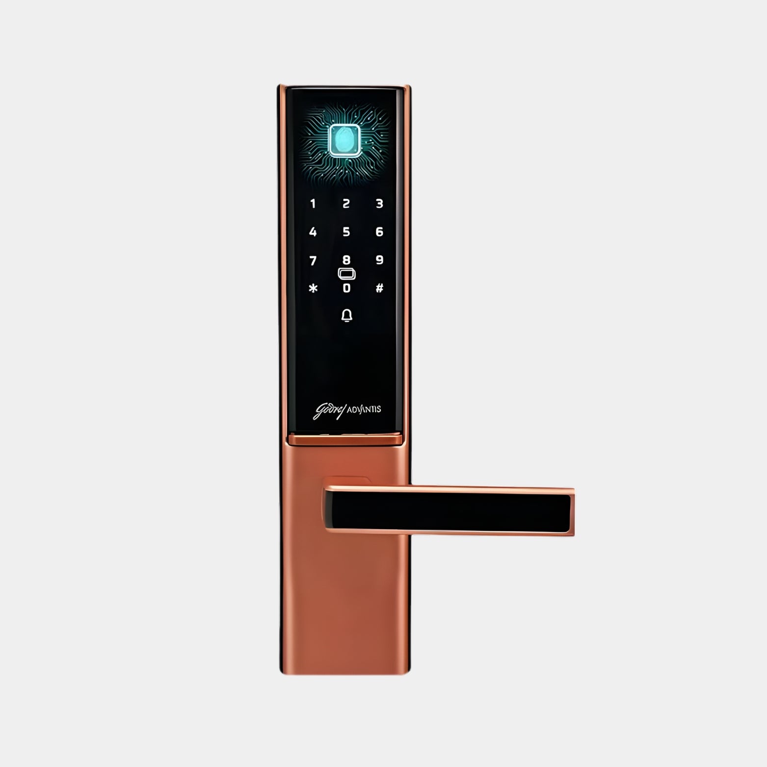 Godrej Advantis GSLD 1 7-in-1 Wi-Fi Lock Rose Gold Finish Front View