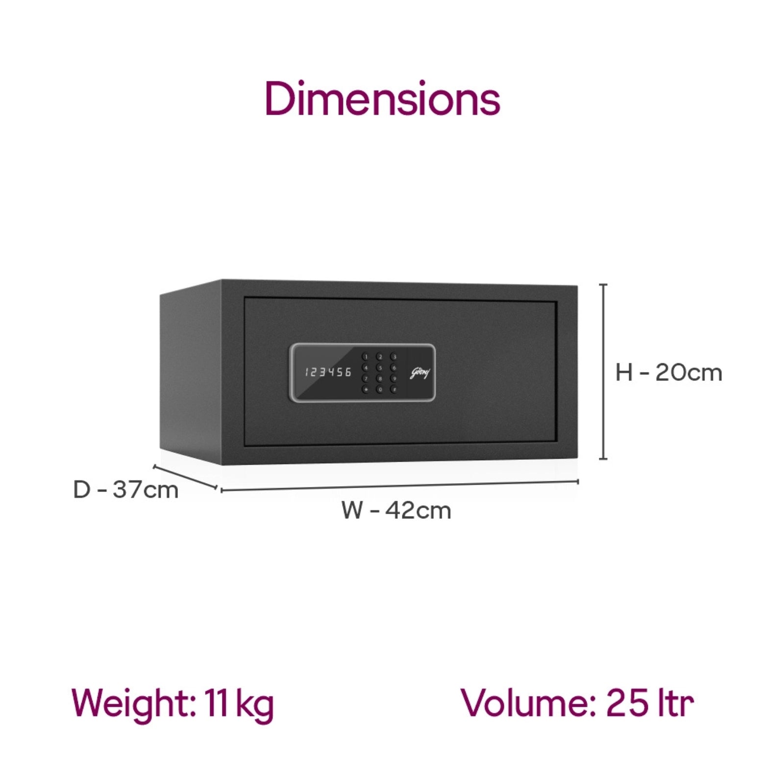 Godrej 25 liter home locker dimensions and internal storage capacity