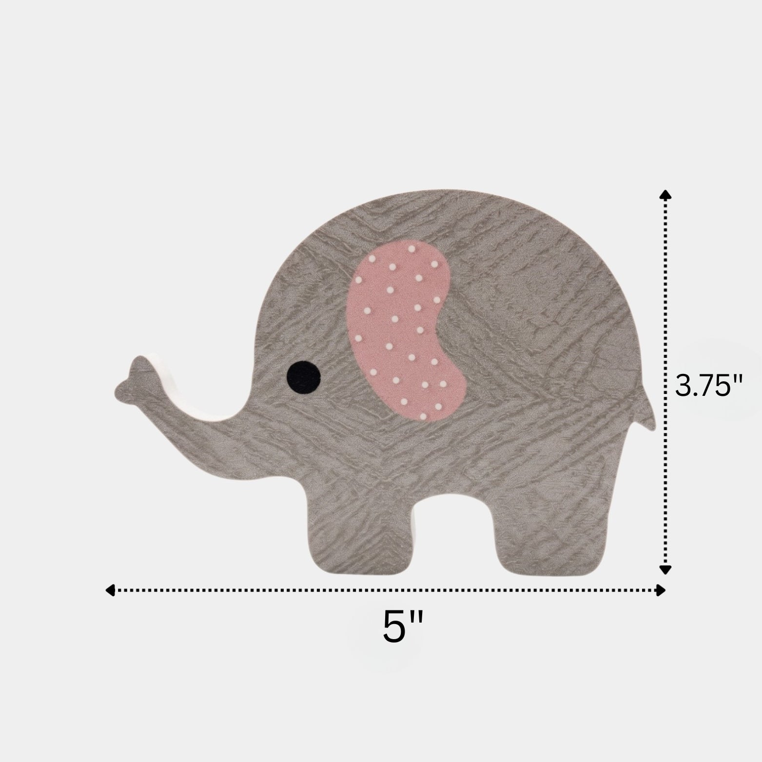 Hardware Depot 5 inch large right-facing acrylic elephant wardrobe pull with dimensions