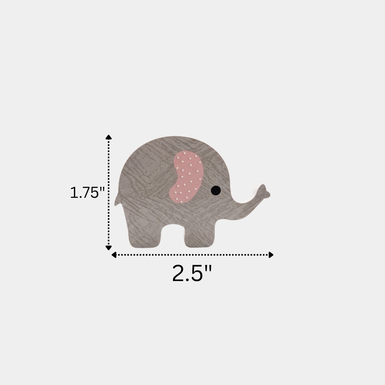 Hardware Depot 2.5 inch small left-facing acrylic elephant kids room drawer knob with dimensions