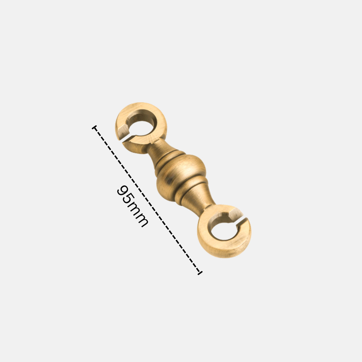 95mm dimension and design specification view of the solid brass self-interlocking swing chain clamp by Hardware Depot and SS Hardware Bangalore