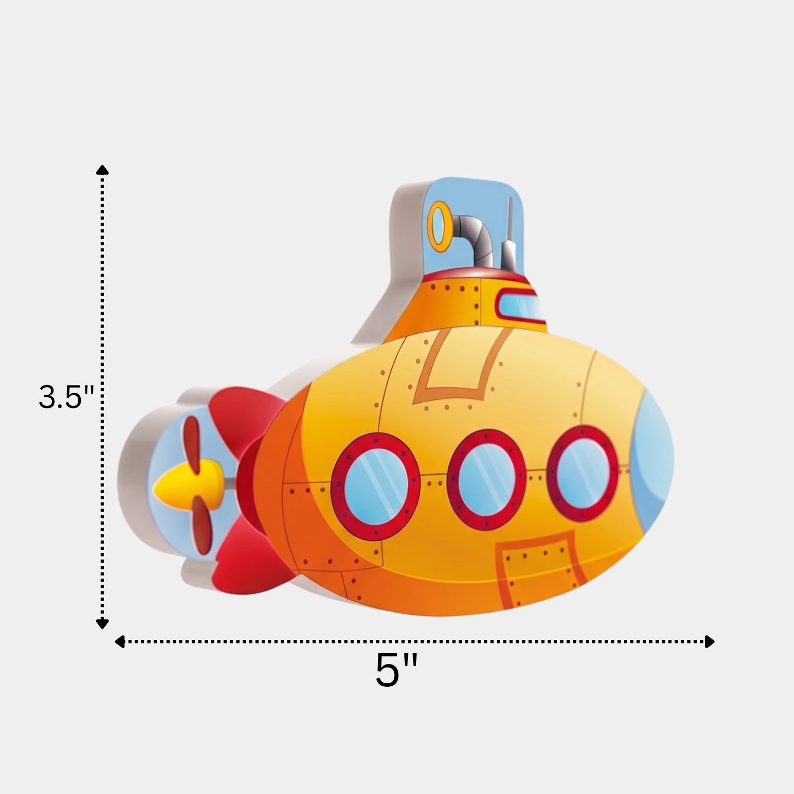 Hardware Depot 5-inch large yellow submarine acrylic wardrobe handle for kids bedroom furniture front view
