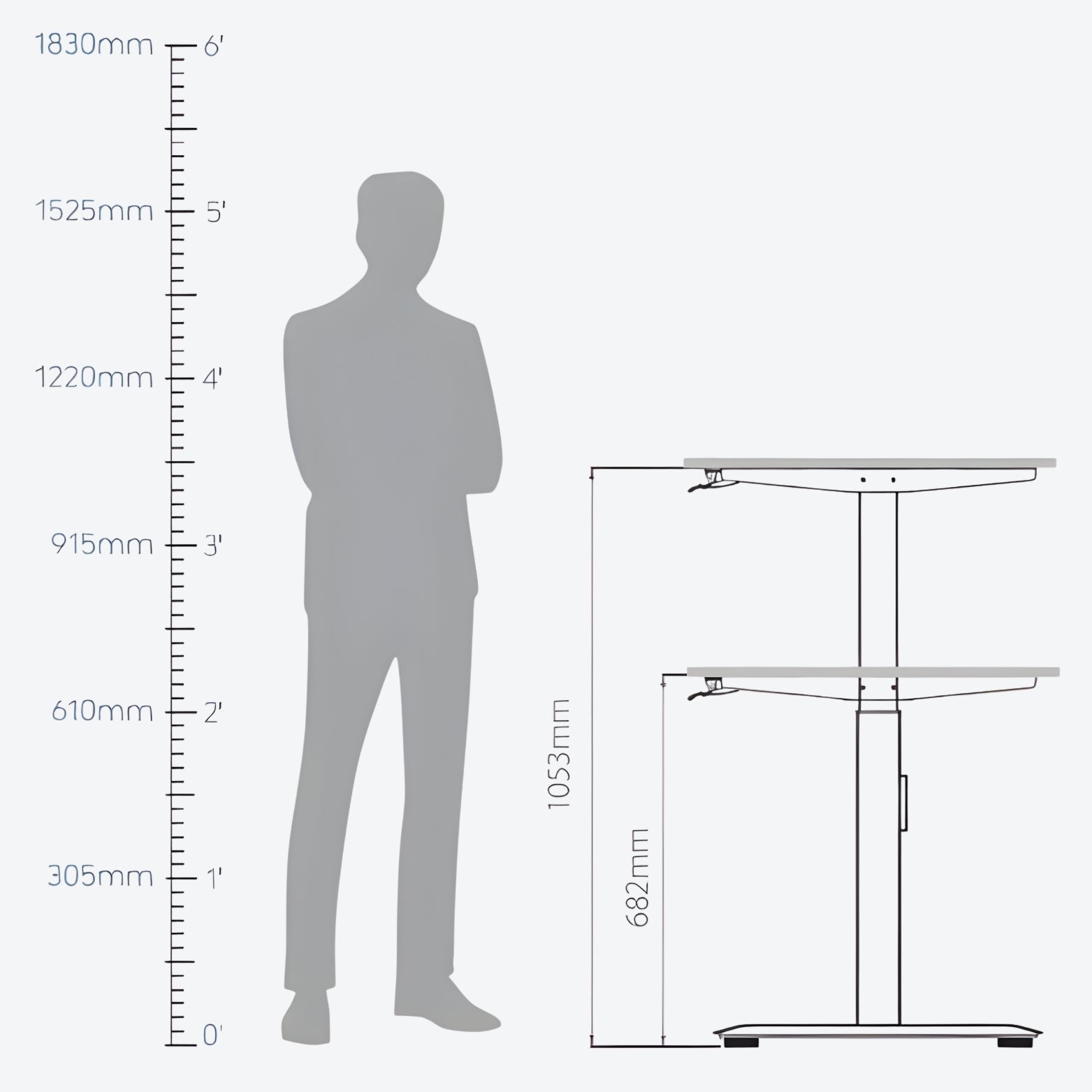 Gas lift sit-stand desk frame by Ebco for ergonomic home office