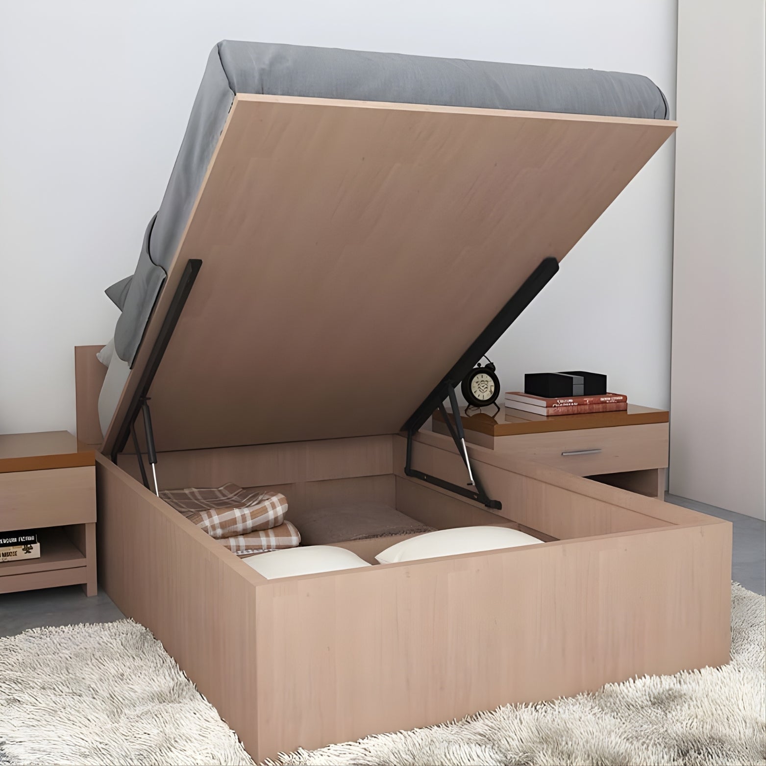 Hepo 1500mm heavy-duty bed fitting frame with black powder coating for storage beds