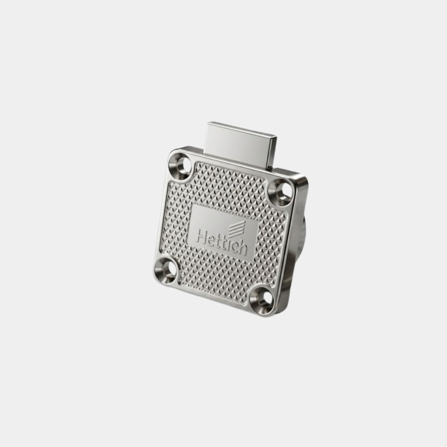 High-security Hettich 200KC square furniture lock featuring a 22mm cylinder length, ideal for securing wooden drawers and cupboards