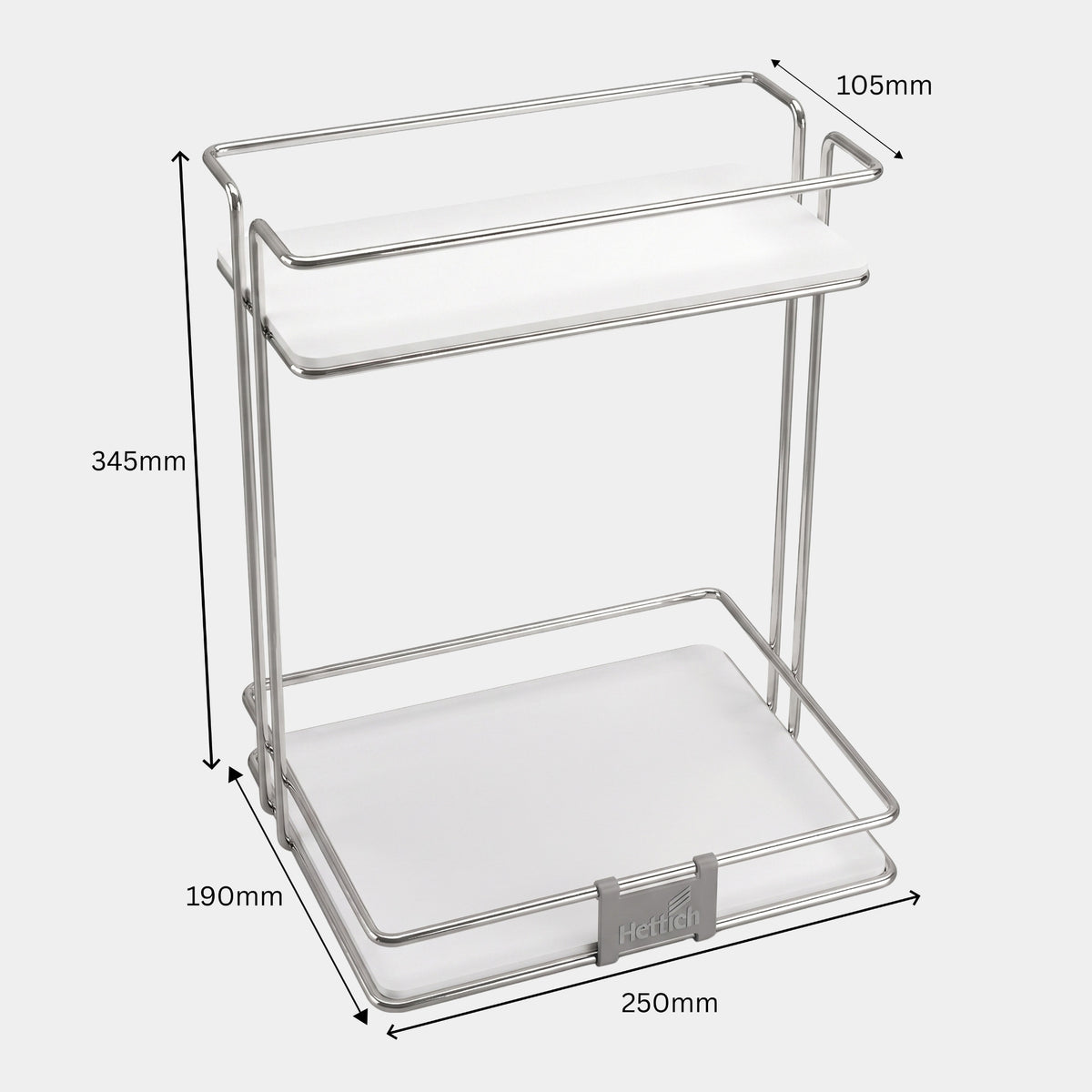 Hettich Cargo Series Stainless Steel Detergent Holder front view for 450mm cabinets by Hardware Depot