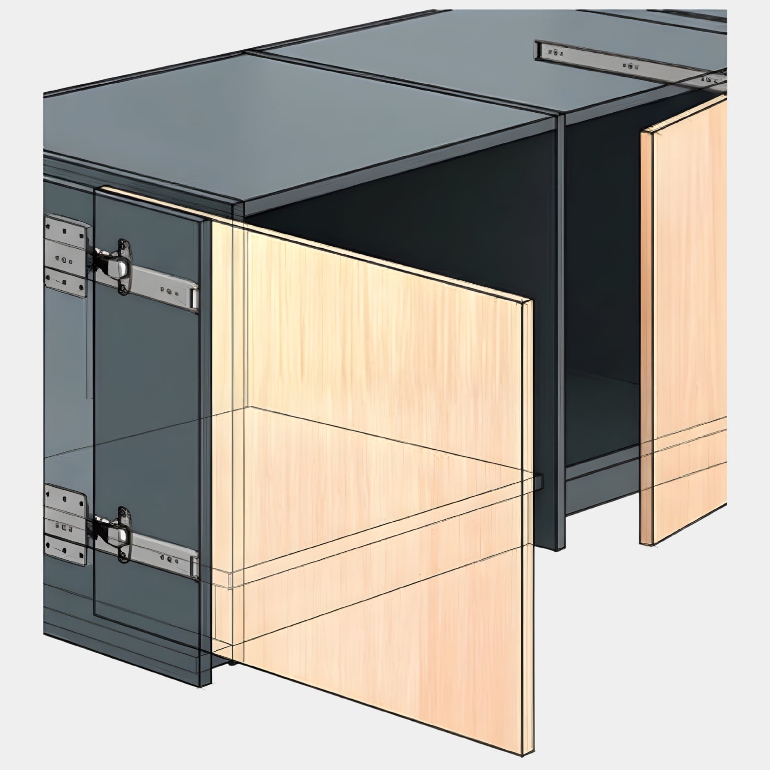 Hettich KA 5740 retractable pocket door system for disappearing cabinet doors