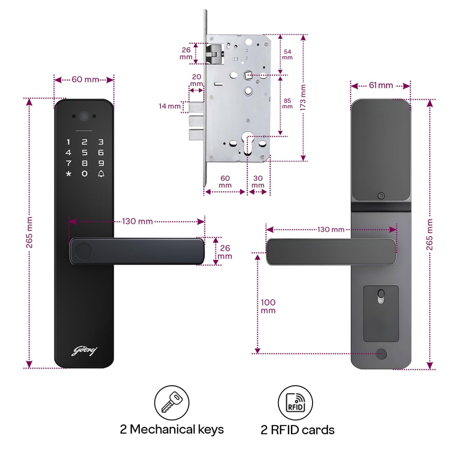 Godrej smart app interface showing live video feed and remote unlock button for the 9690 model