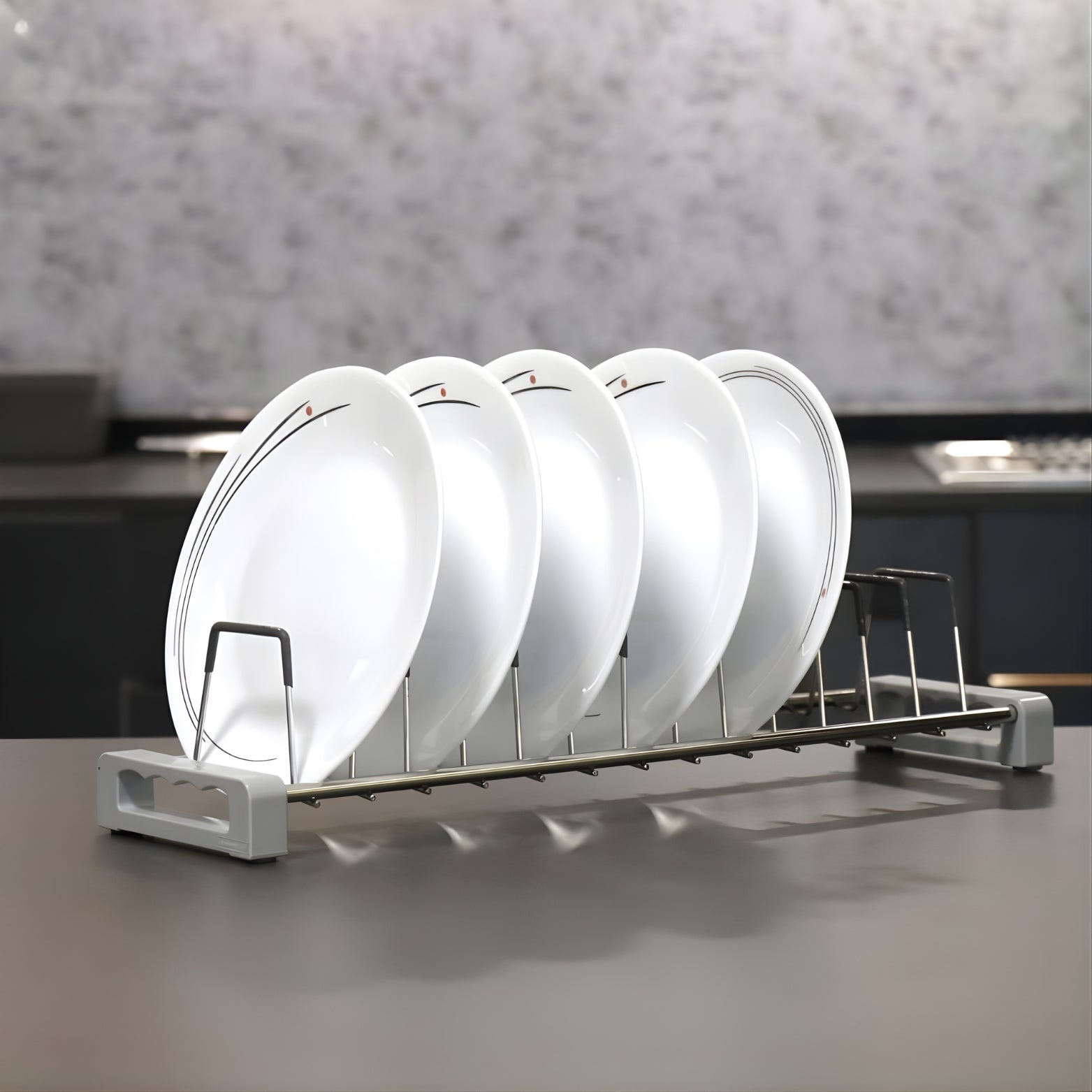 Portable plate storage rack with integrated handle for easy lifting