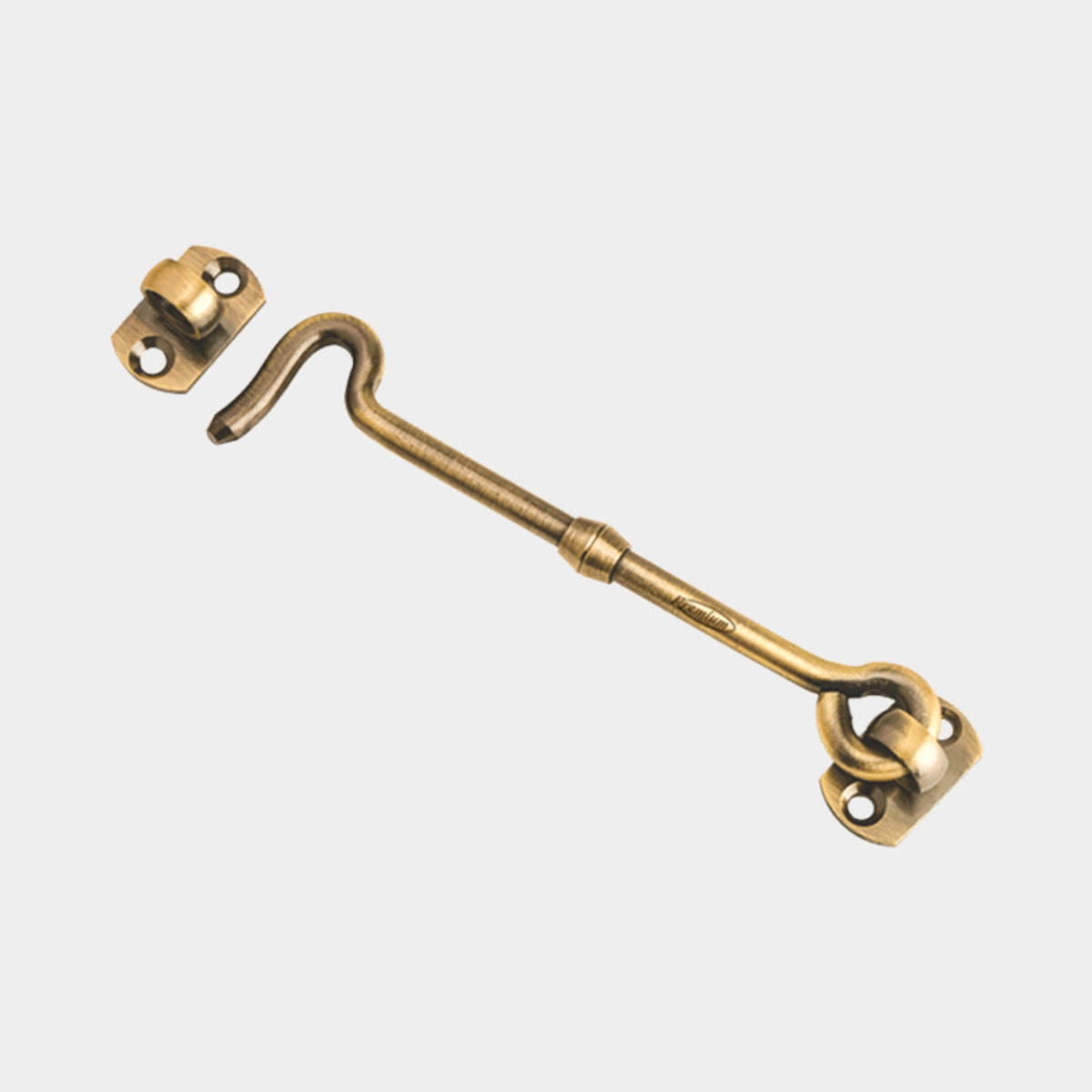 Hardware Depot solid brass window gate hook in antique finish featuring classic design for wooden window hardware.