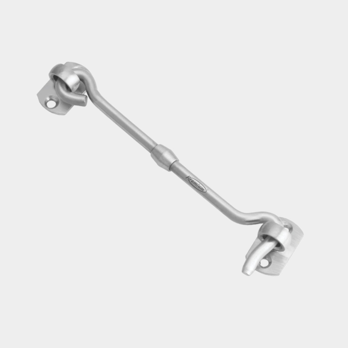 Hardware Depot solid brass window gate hook in satin SS finish showcasing modern durability for wooden windows.