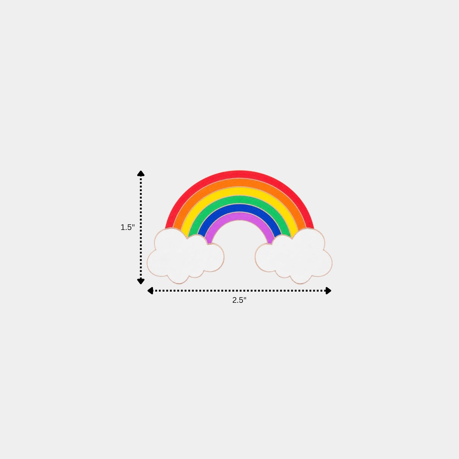 Small 2.5 inch rainbow acrylic drawer knob pull showing dimensions for kids room nursery chests
