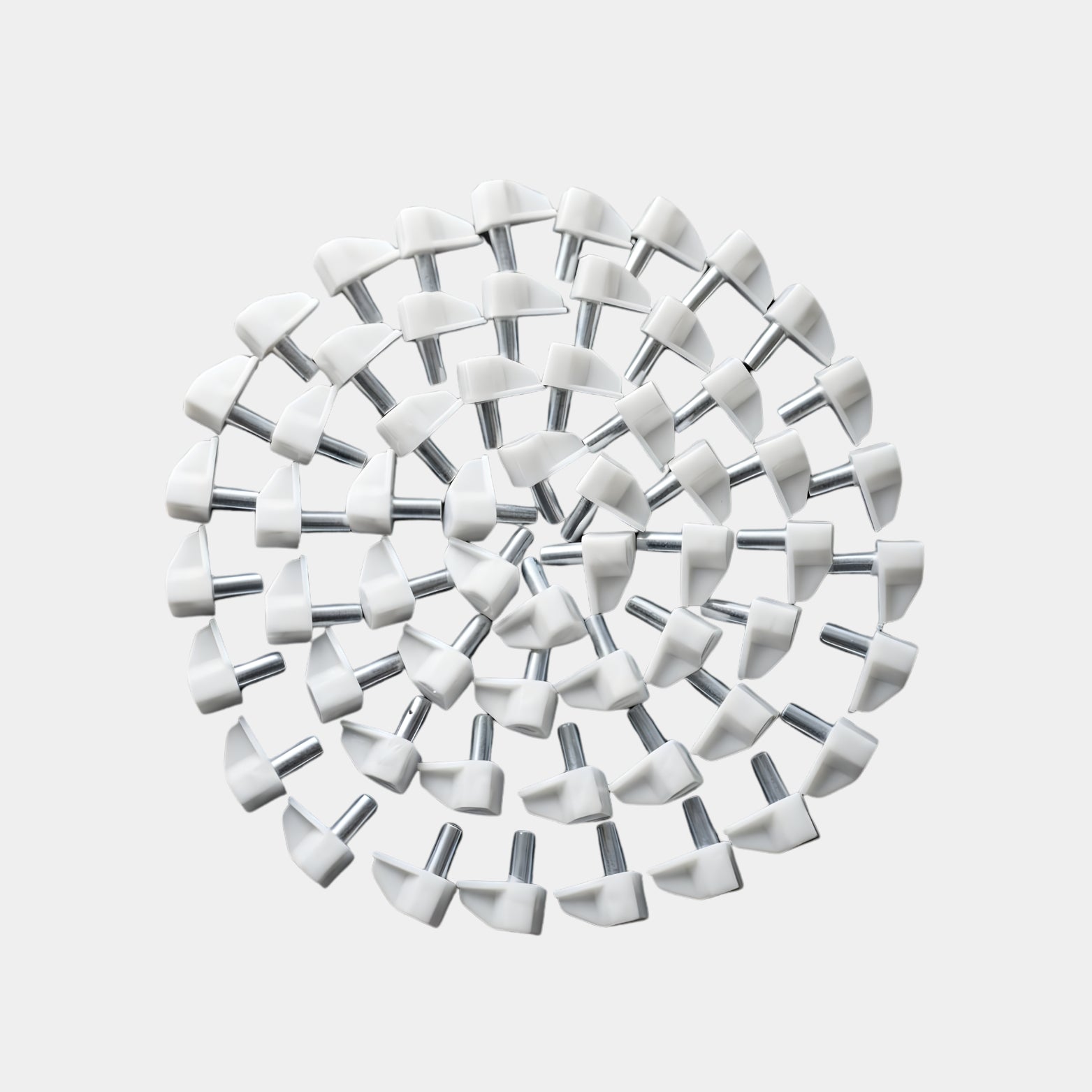5mm metal core shelf support pins with solid white hard plastic body.