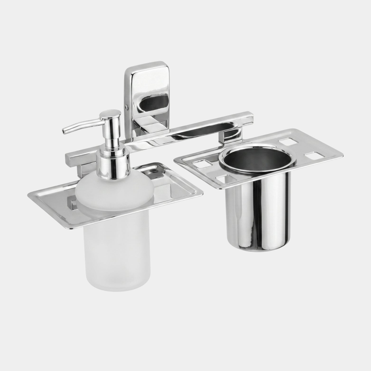 Premium Sparrow stainless steel 304 soap dispenser and toothbrush tumbler in reflective Chrome finish