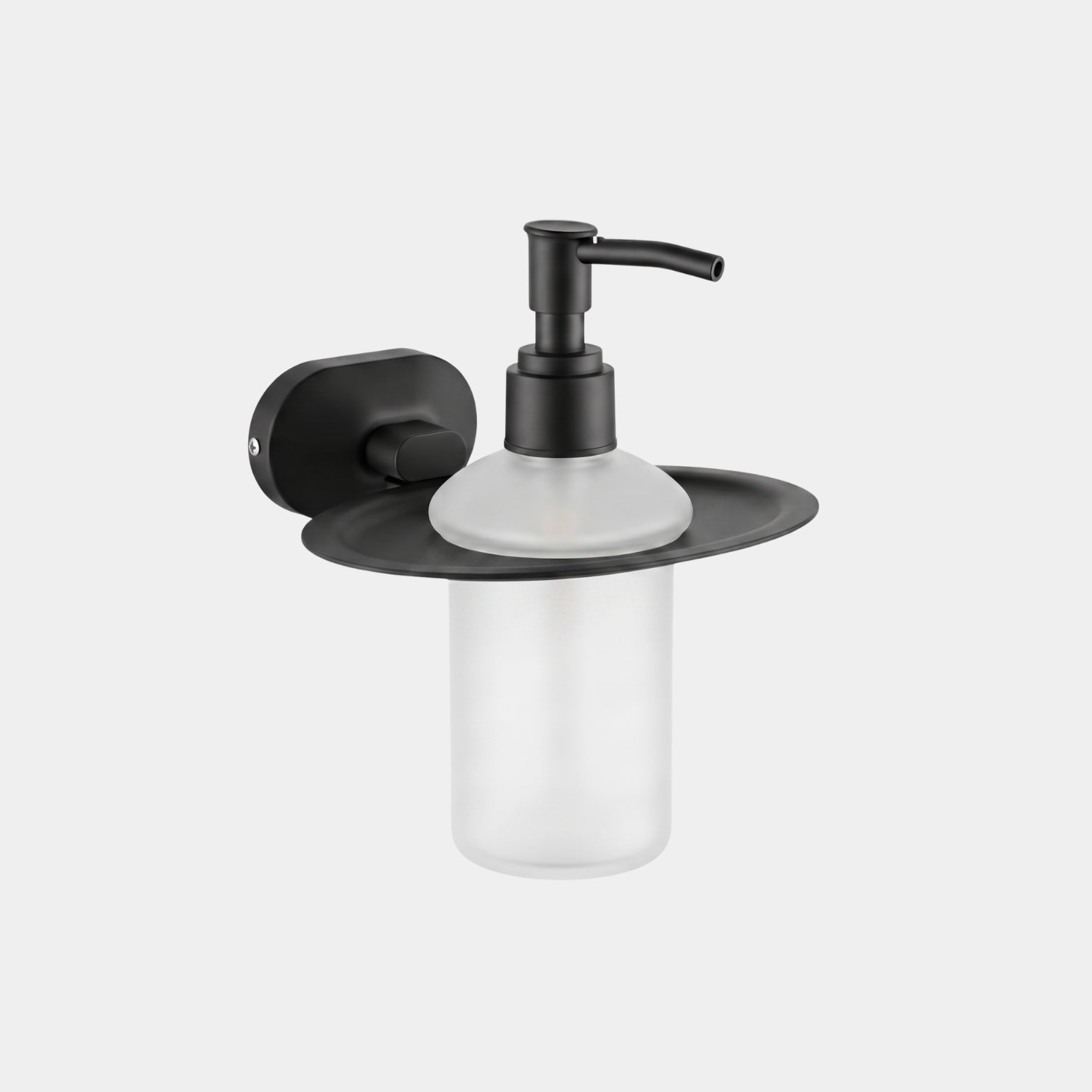 Luxury Sparrow matte black premium SS304 bathroom wall holder with frosted glass pump bottle