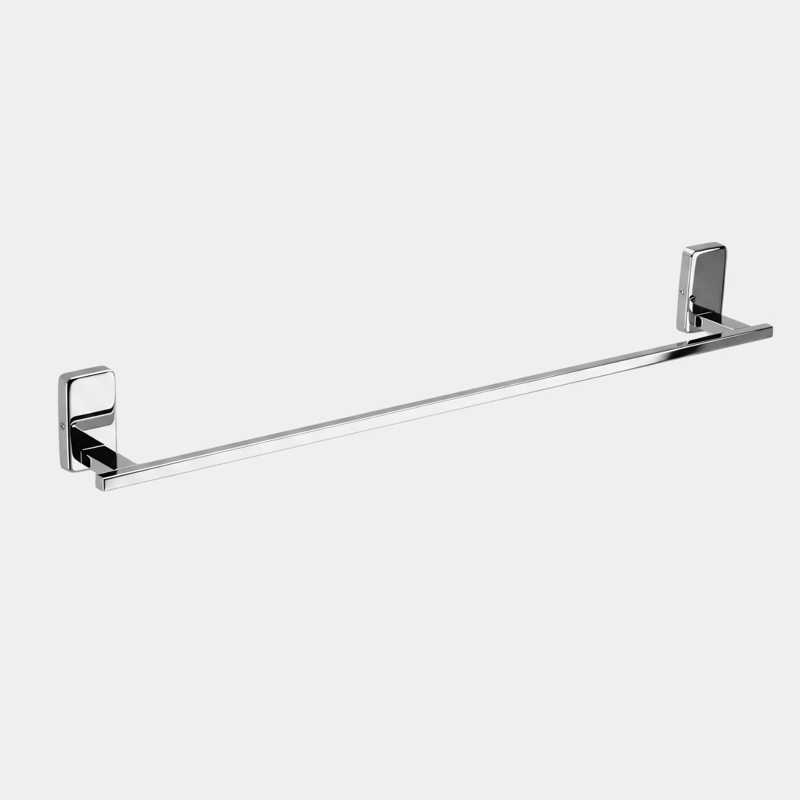 Premium shiny chrome finish Sparrow 24-inch stainless steel towel rod with square mounting brackets on a white background