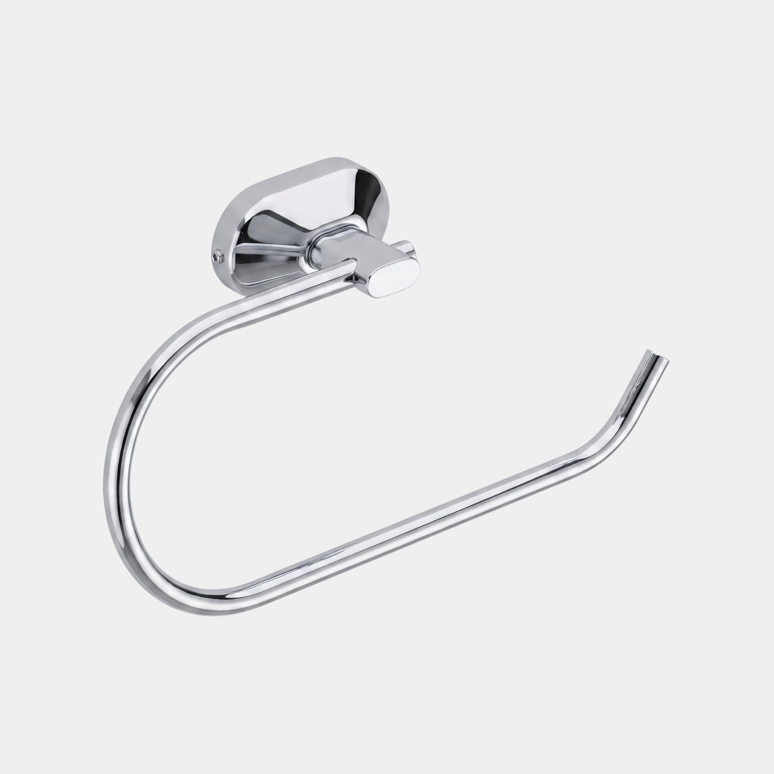 Sparrow high-gloss chrome finish stainless steel 304 bathroom towel ring showing the mounting base from SS Hardware