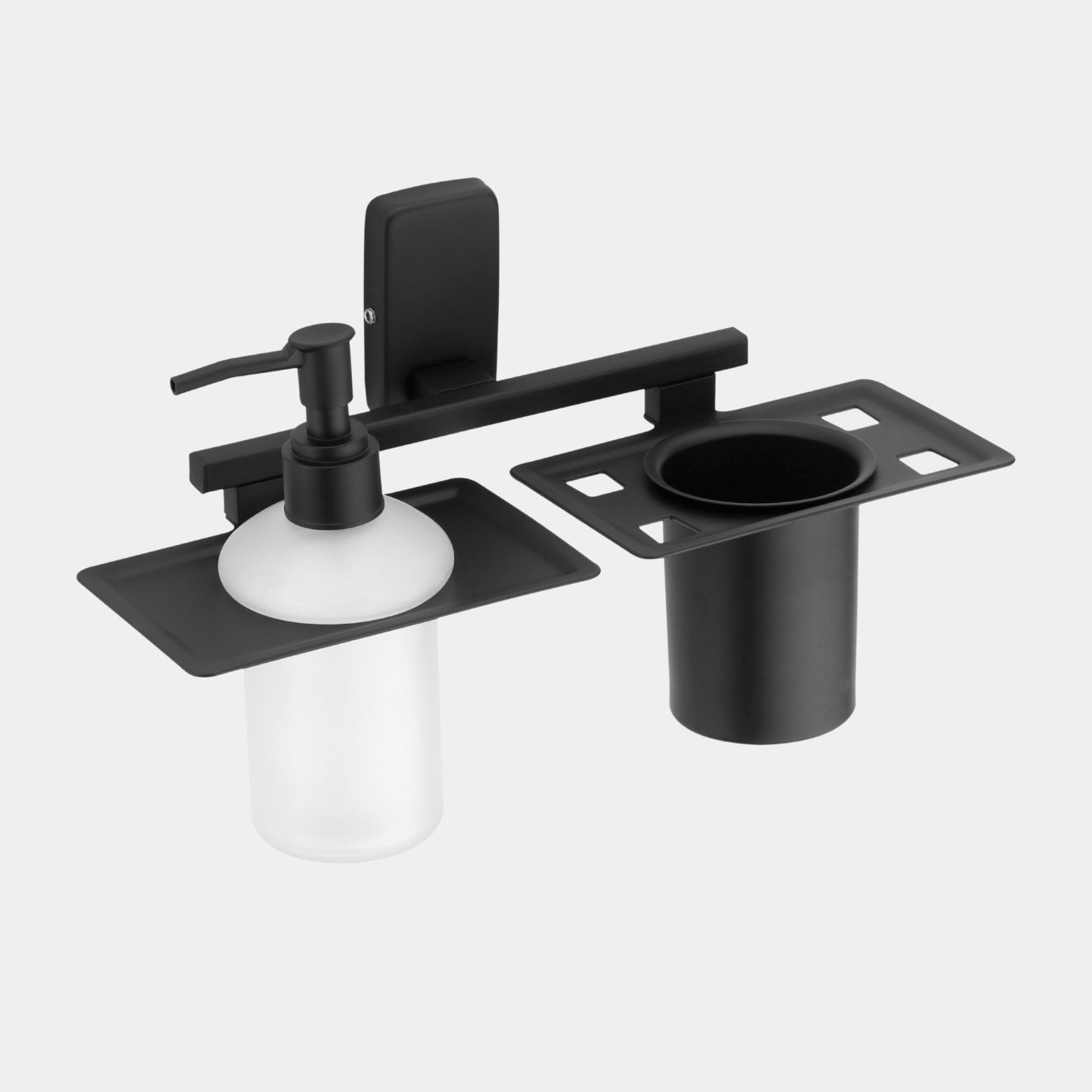 Sparrow SS304 tumbler holder and liquid soap dispenser in Matt Black finish available at Hardware Depot Bangalore