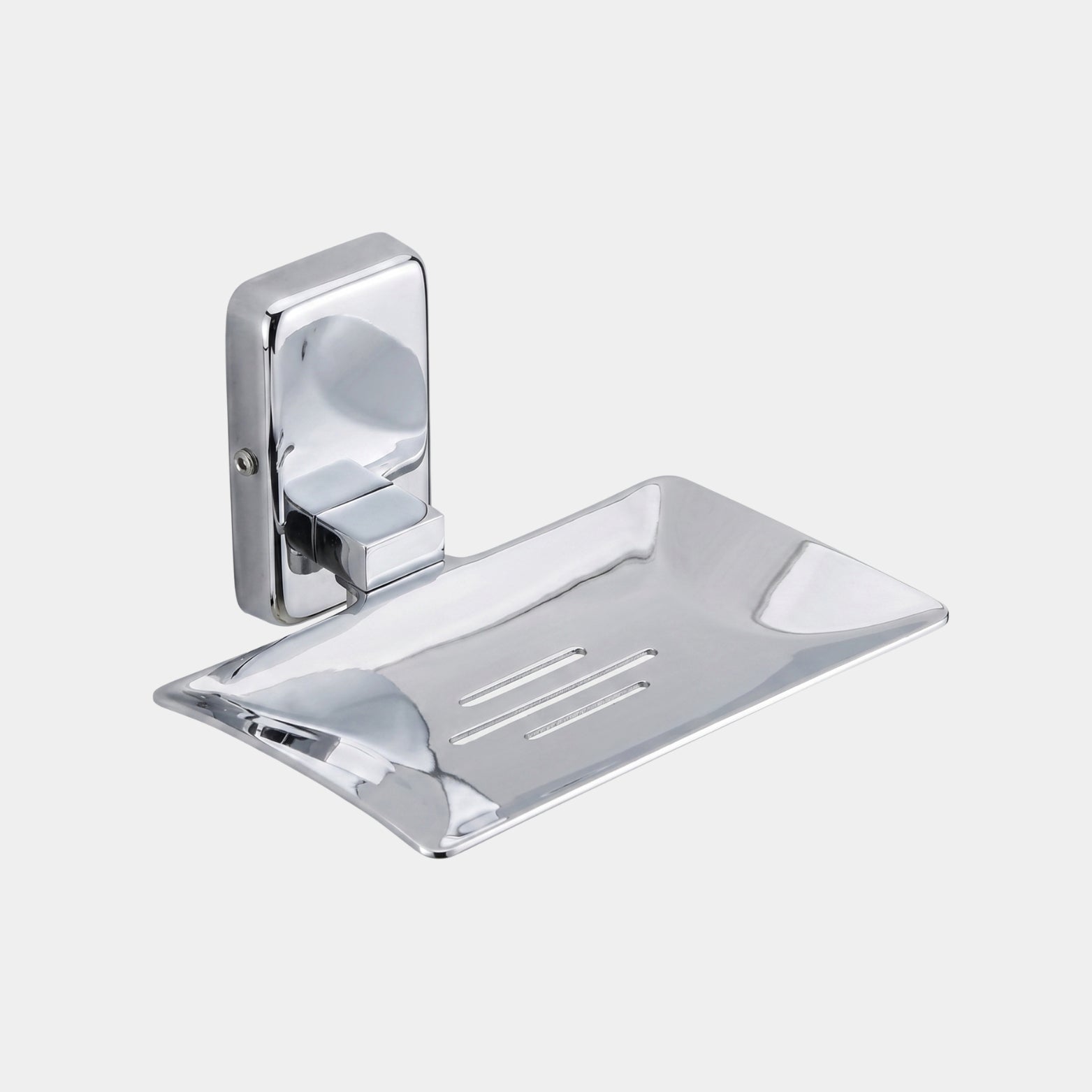 Luxury Sparrow stainless steel soap dish with mirror chrome finish on display at Hardware Depot